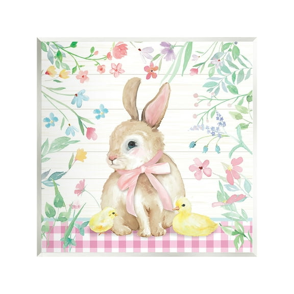 Stupell Industries Easter Bunny & Chicks Holiday Painting Unframed Art Print Wall Art, 12 x 12