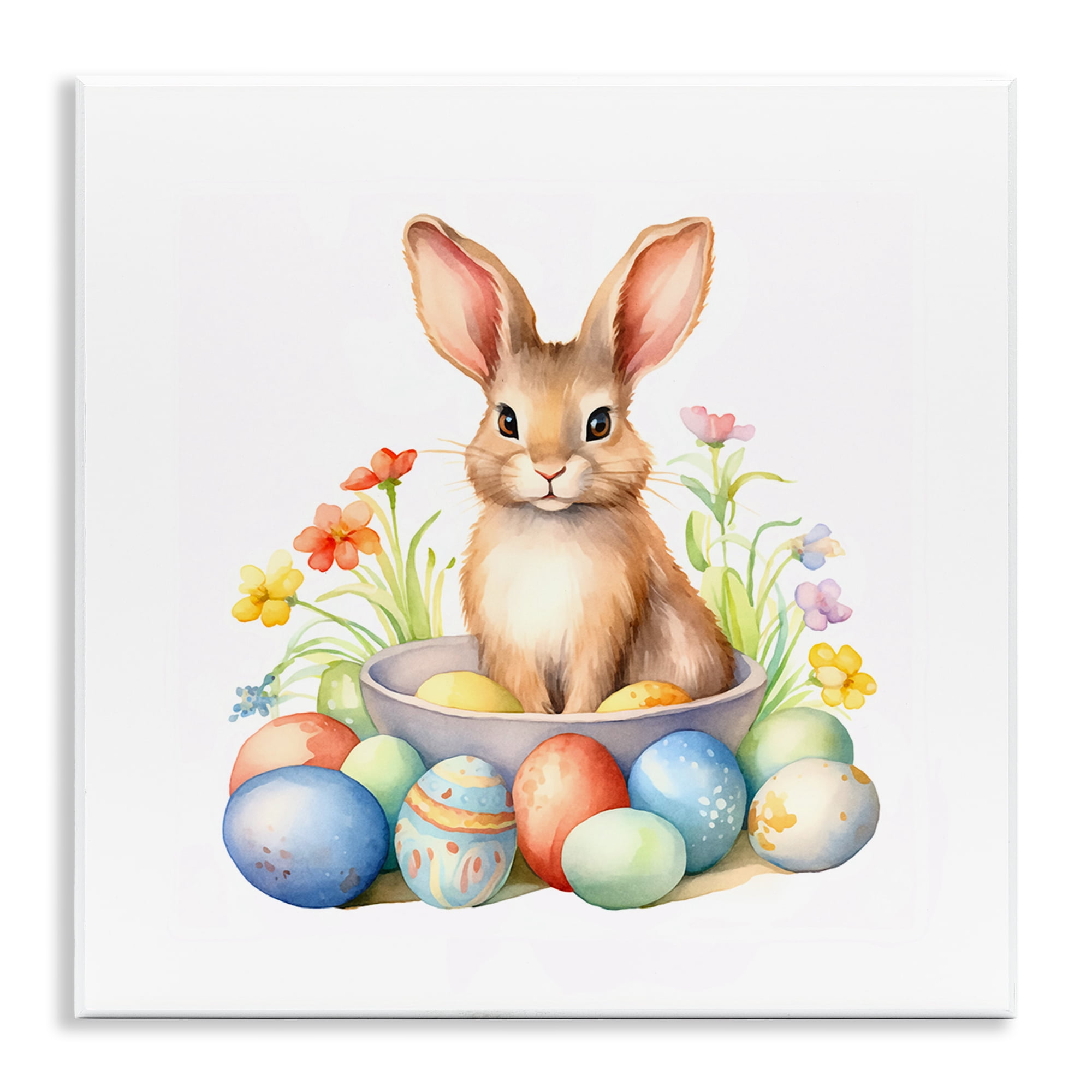 Easter Bunny & Eggs Wall Plaque Art, 12 x 12, By Andrea Haase