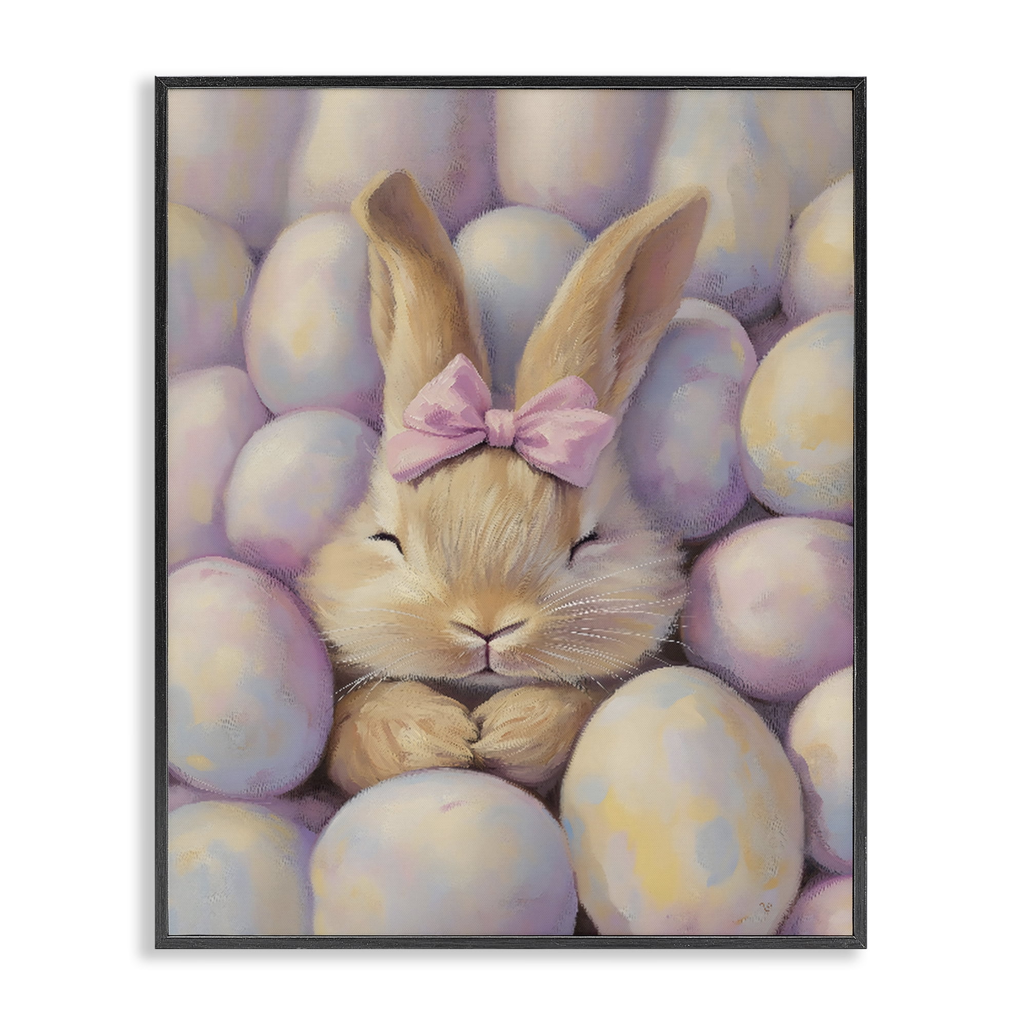 Stupell Industries Easter Bunny Nestled in Eggs Black Framed Giclee Art, design by The Prints Vibe