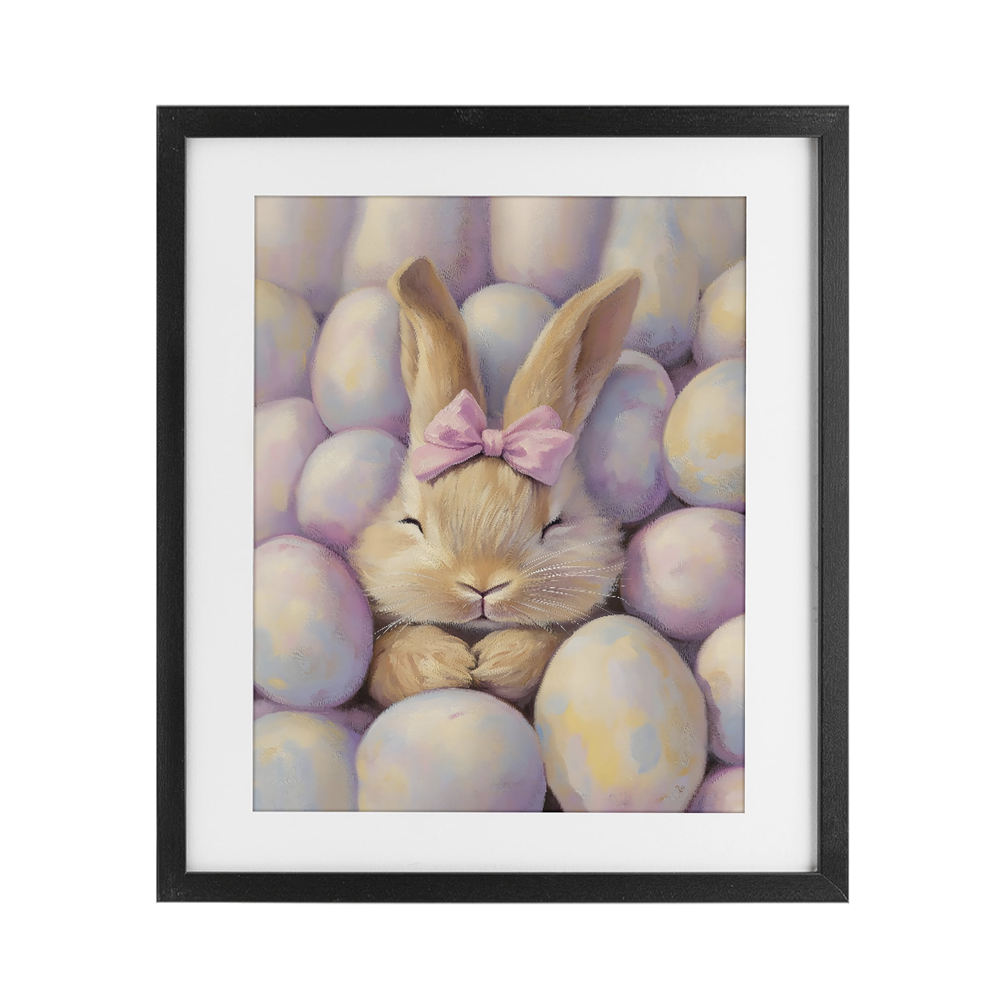 Stupell Industries Easter Bunny Nestled in Eggs Black Framed Print Under Glass, design by The Prints Vibe