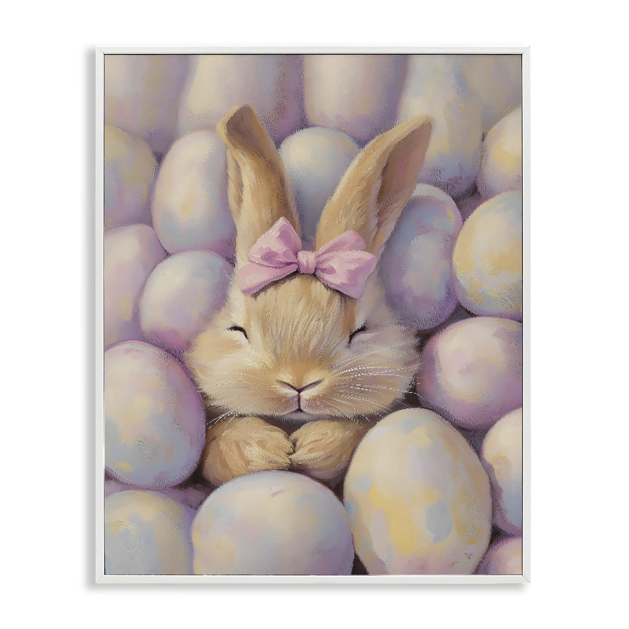 Stupell Industries Easter Bunny Nestled in Eggs White Framed Giclee Art, design by The Prints Vibe