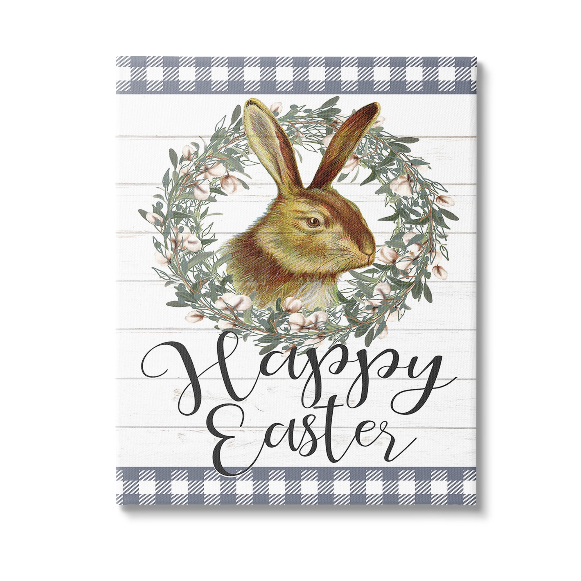 Stupell Industries Easter Bunny Wreath Phrase Holiday Painting Gallery Wrapped Canvas Art Print Wall Art, 30 x 40