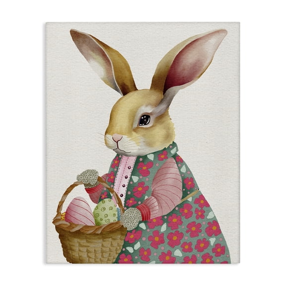 Easter Bunny with Egg Basket Canvas Art, 30 x 40, Made In USA