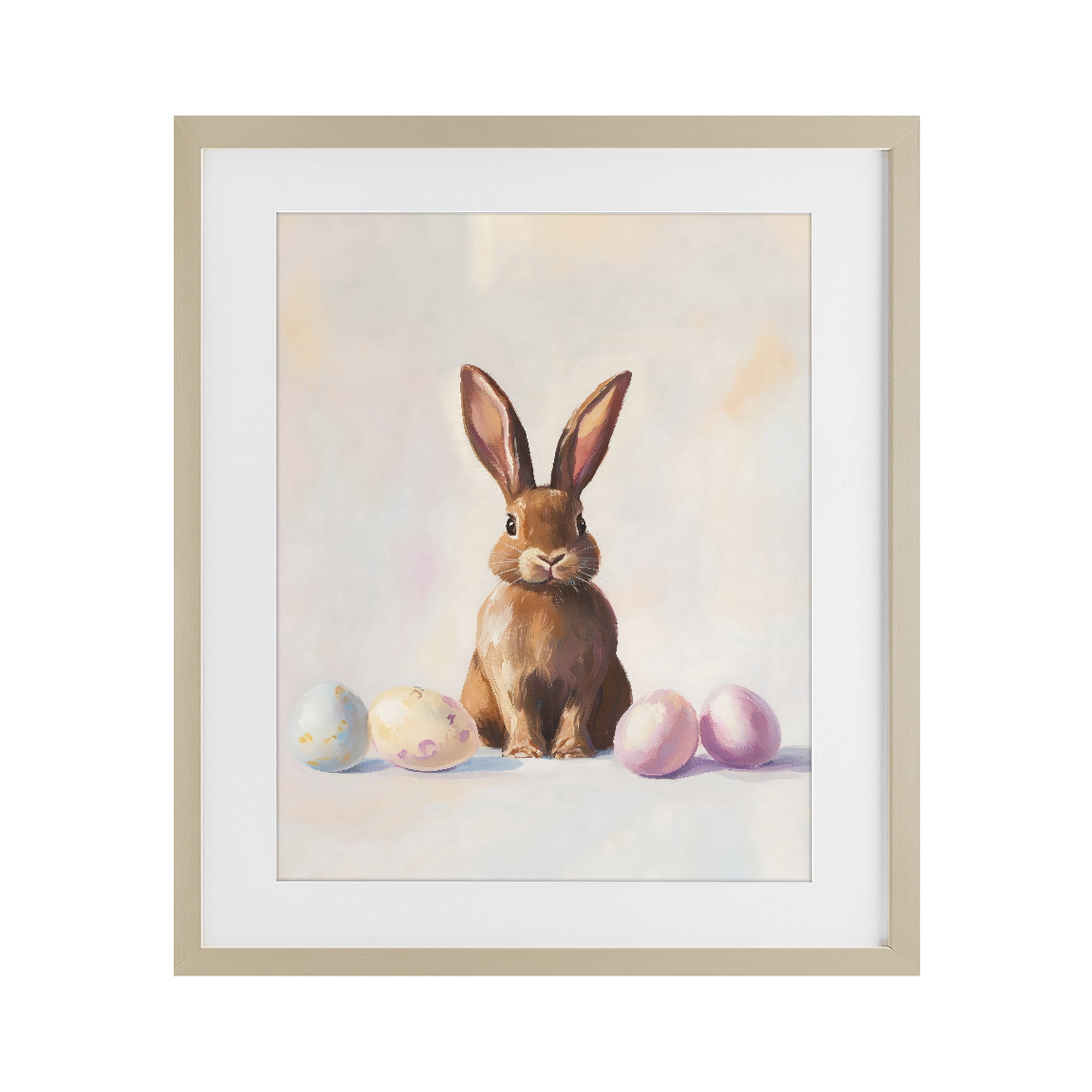 Stupell Industries Easter Bunny with Pastel Eggs Birch Framed Print Under Glass, design by The Prints Vibe