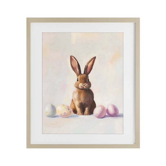Stupell Industries Traditional Easter Bunny with Pastel Eggs Birch Framed Print Under Glass, 17 x 21, by The Prints Vibe