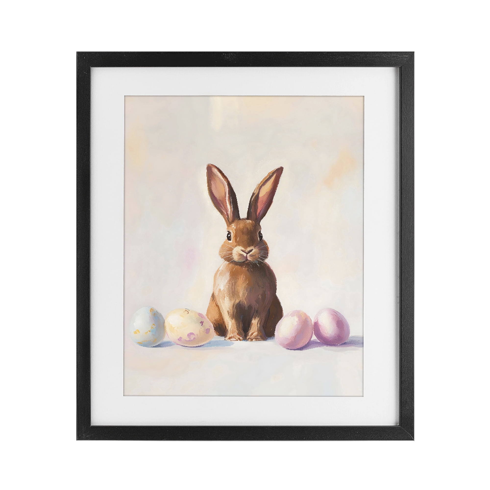 Stupell Industries Easter Bunny with Pastel Eggs Black Framed Print Under Glass, design by The Prints Vibe