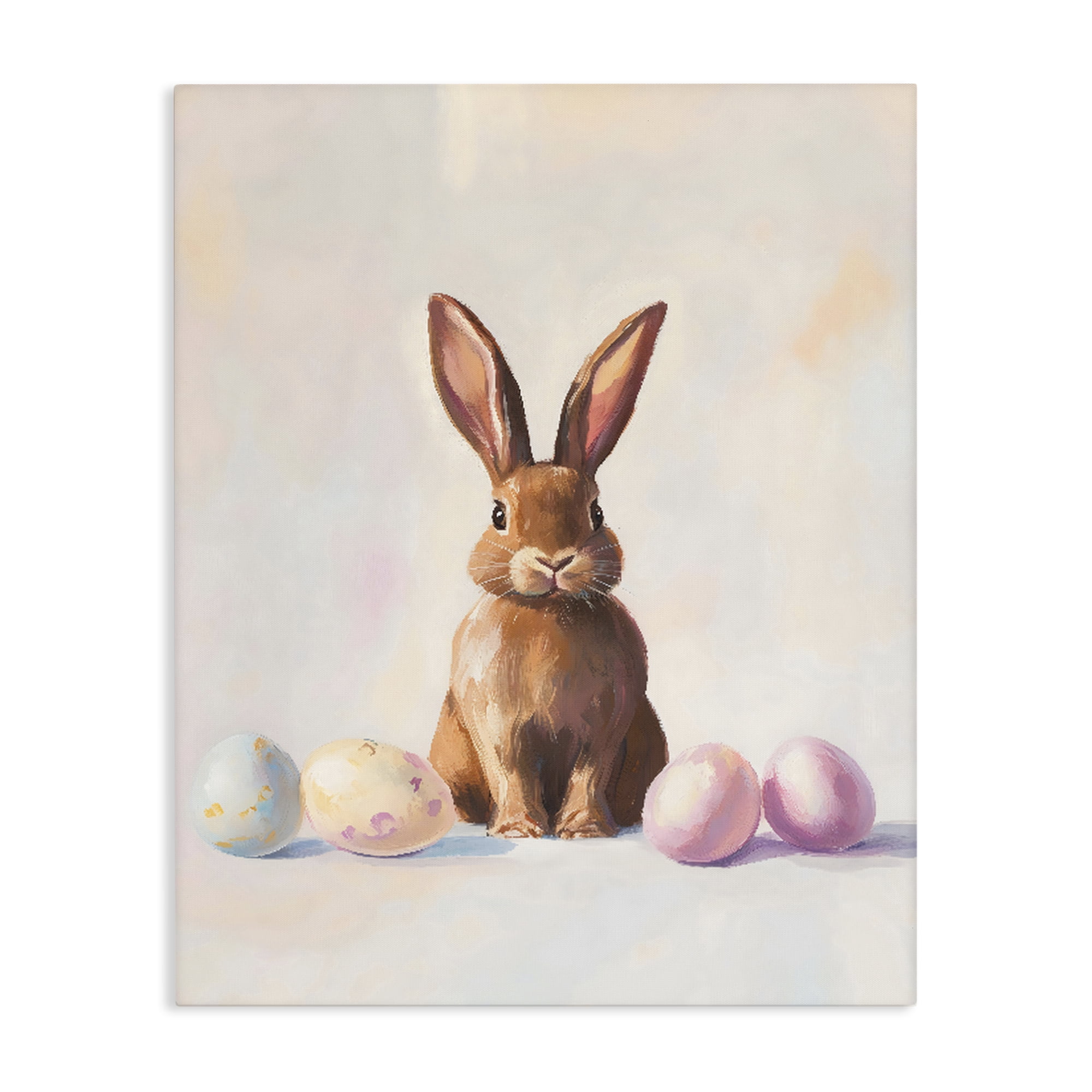 Stupell Industries Easter Bunny with Pastel Eggs Canvas Wall Art, design by The Prints Vibe