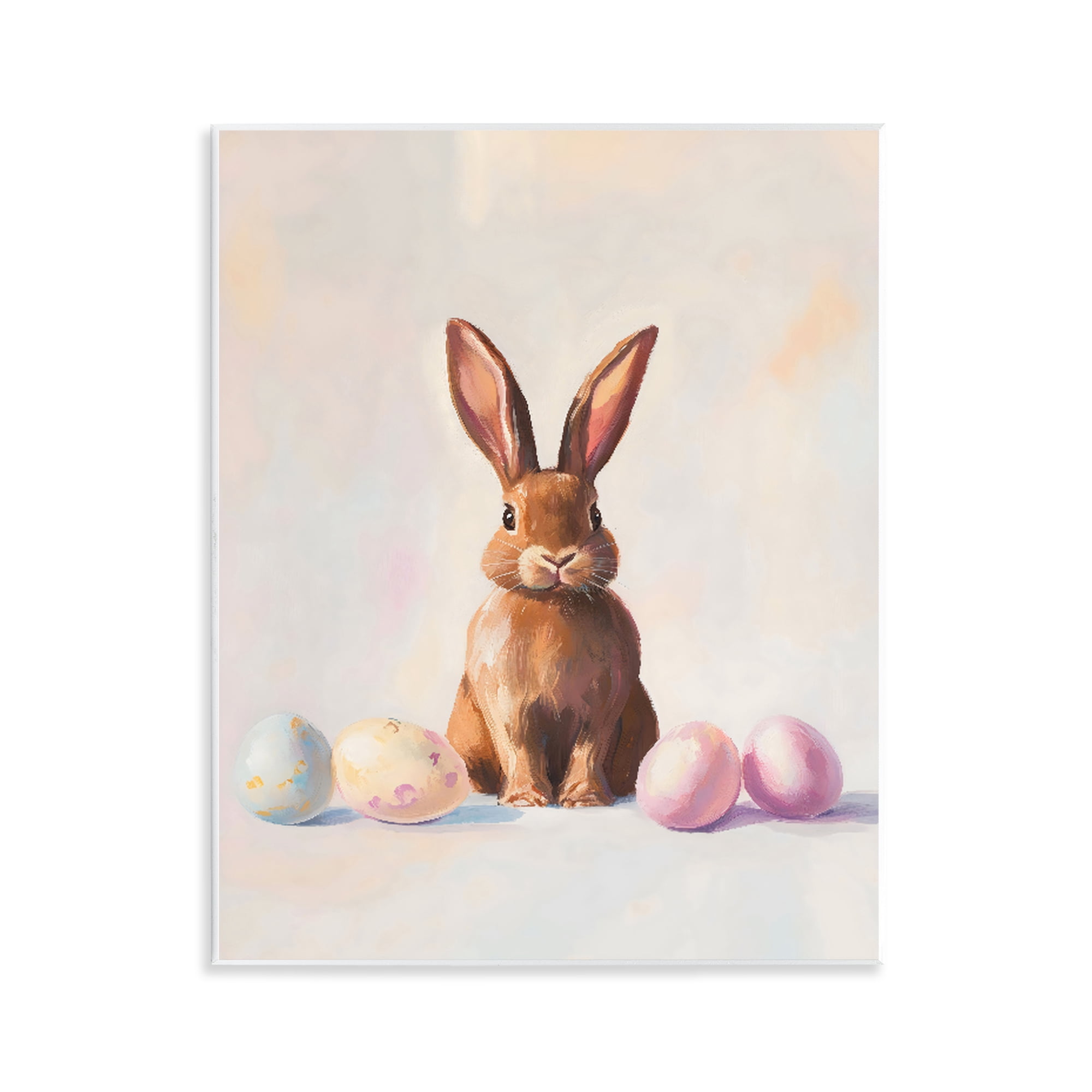 Stupell Industries Easter Bunny with Pastel Eggs Wall Plaque Art, design by The Prints Vibe
