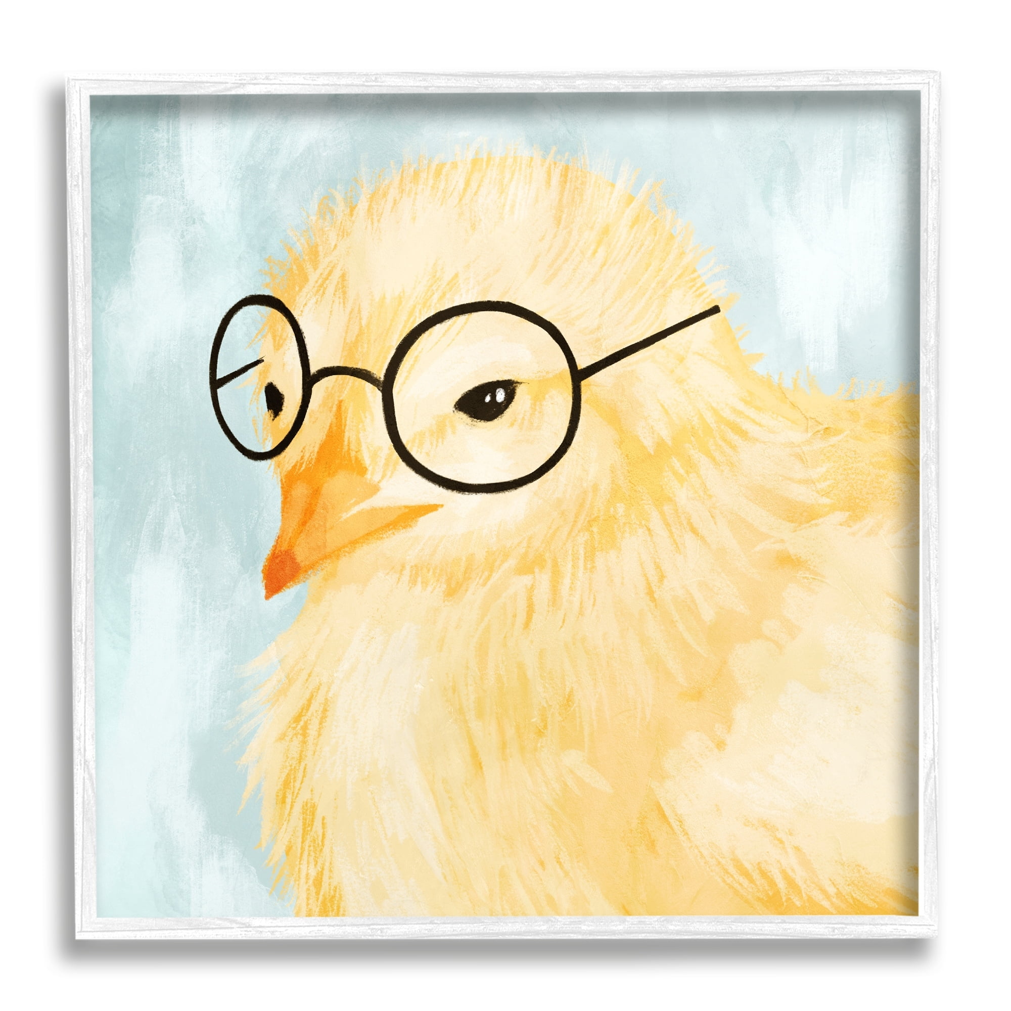 Stupell Industries Easter Chick Yellow Bird Black Glasses Animal Portrait, 12 x 12,Design by Daphne Polselli