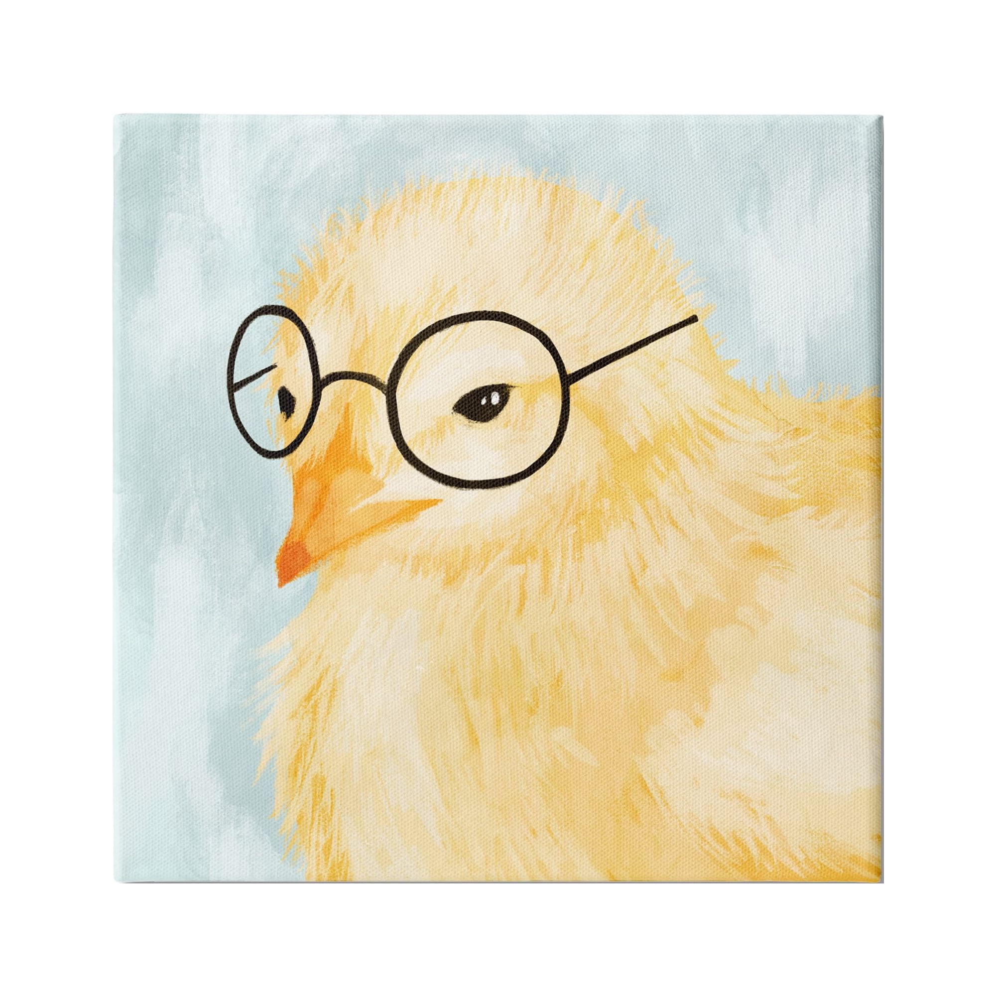 Stupell Industries Easter Chick Yellow Bird Black Glasses Animal Portrait, 17 x 17,Design by Daphne Polselli