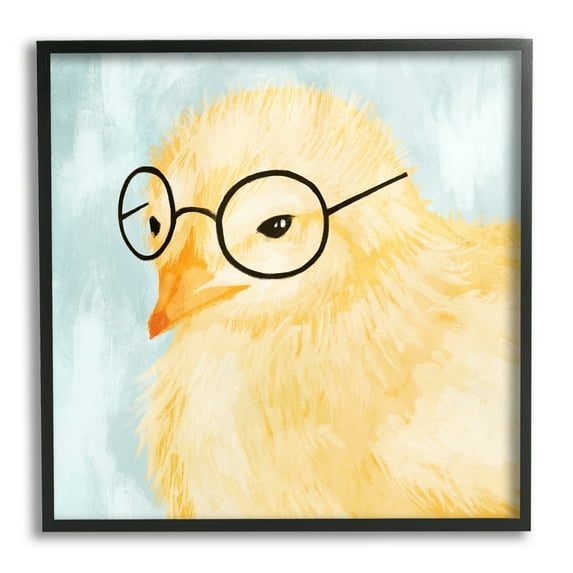 Stupell Industries Easter Chick Yellow Bird Black Glasses Animal Portrait, 24 x 24,Design by Daphne Polselli