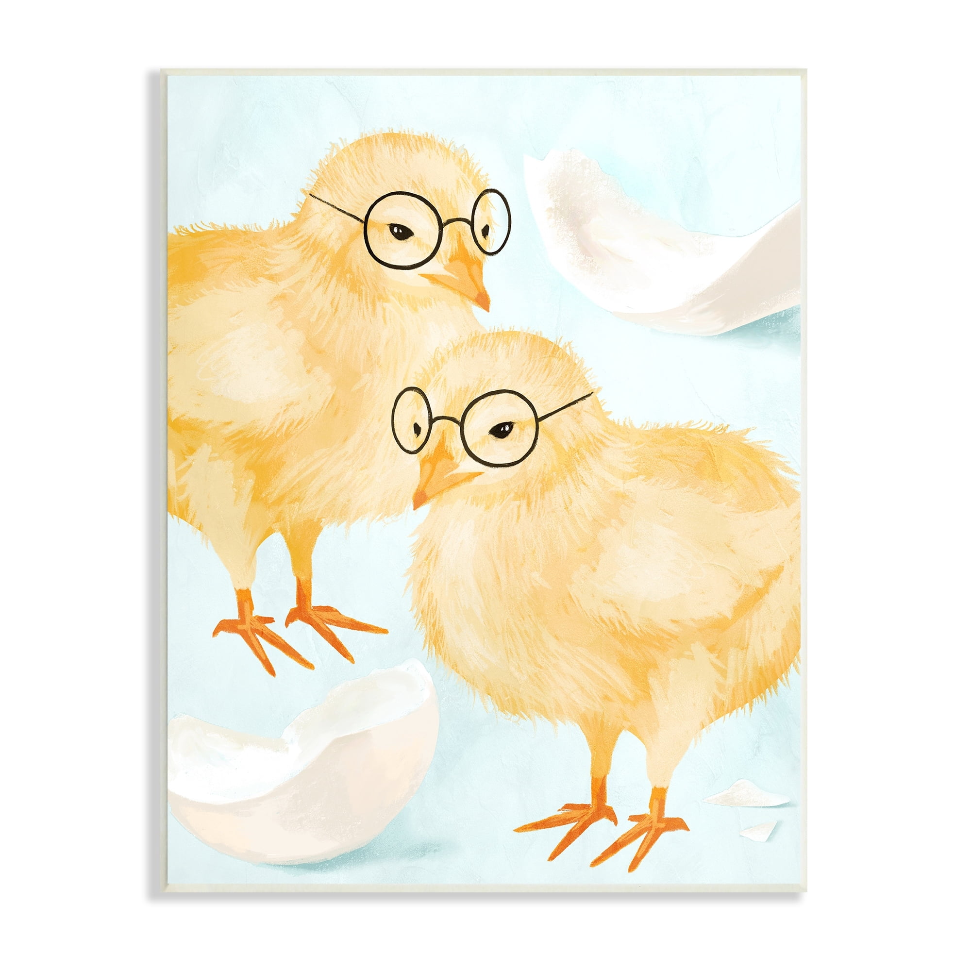 Stupell Industries Easter Chicks Hatched Eggs Yellow Birds Round Glasses, 13 x 19,Design by Daphne Polselli