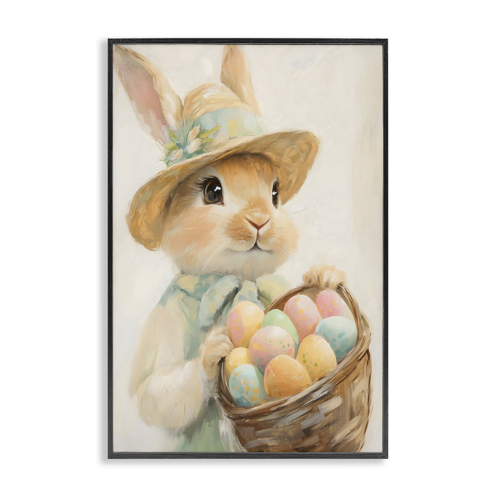 Stupell Industries Easter Egg Basket Rabbit Black Framed Giclee Art, design by The Prints Vibe