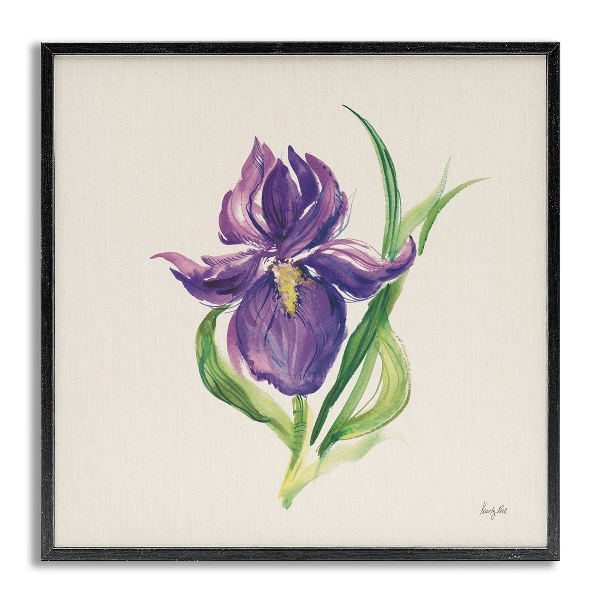 Stupell Industries Easter Iris Bloom Botanical & Floral Painting Gray Framed Art Print Wall Art, 12 x 12