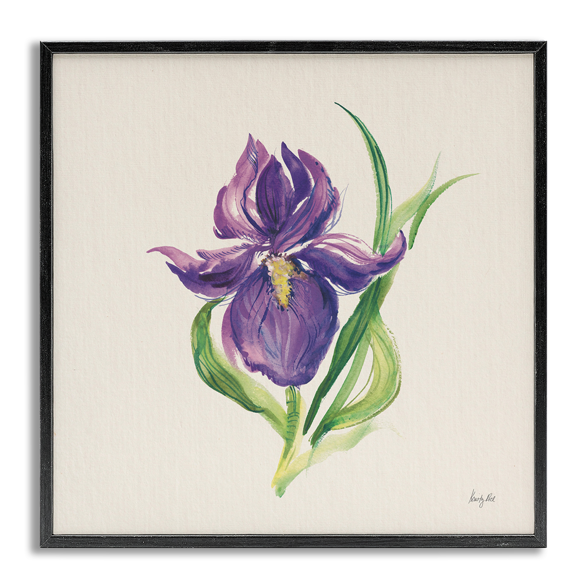 Stupell Industries Easter Iris Bloom Botanical & Floral Painting Gray Framed Art Print Wall Art, 24 x 24