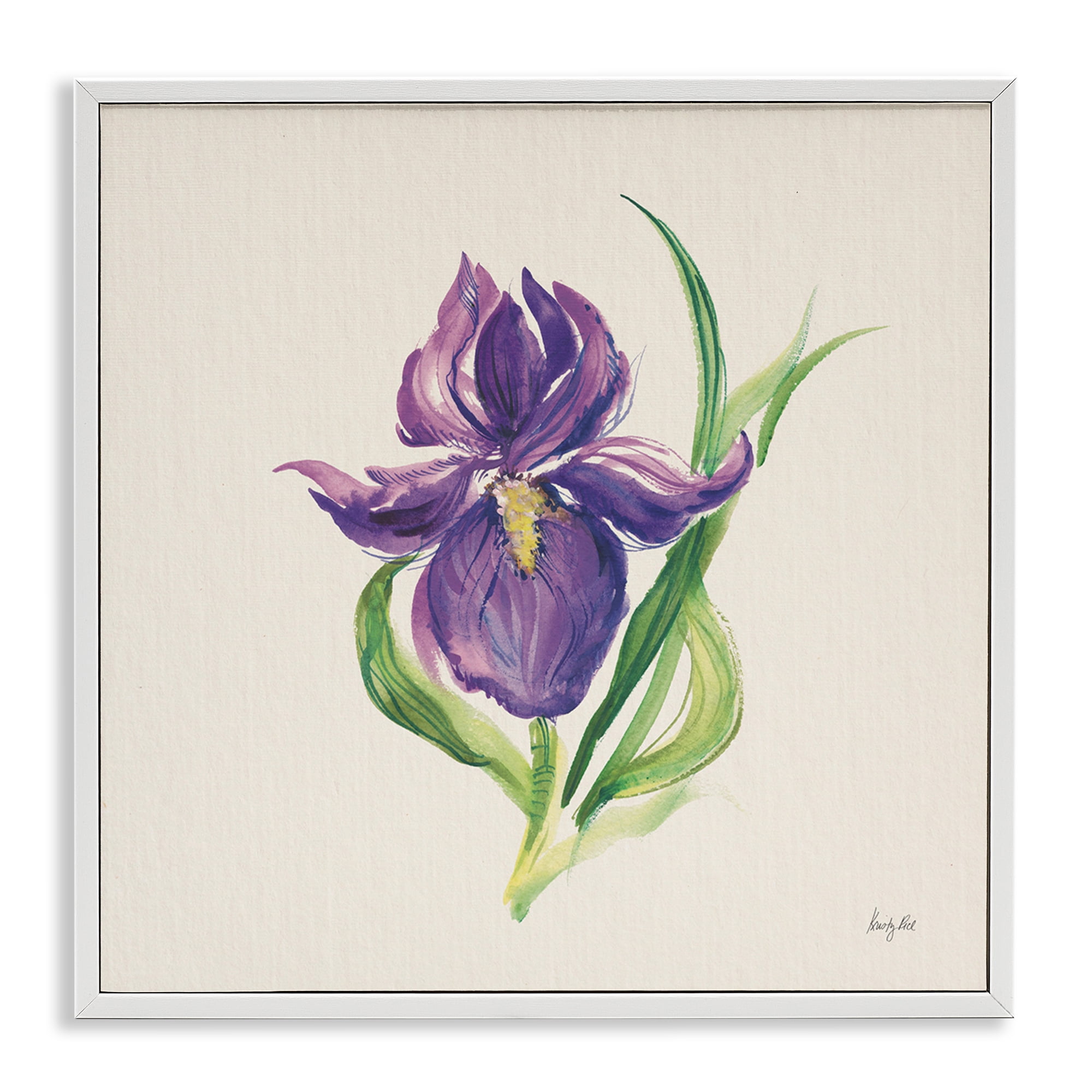 Stupell Industries Easter Iris Bloom Botanical & Floral Painting White Framed Art Print Wall Art, 24 x 24