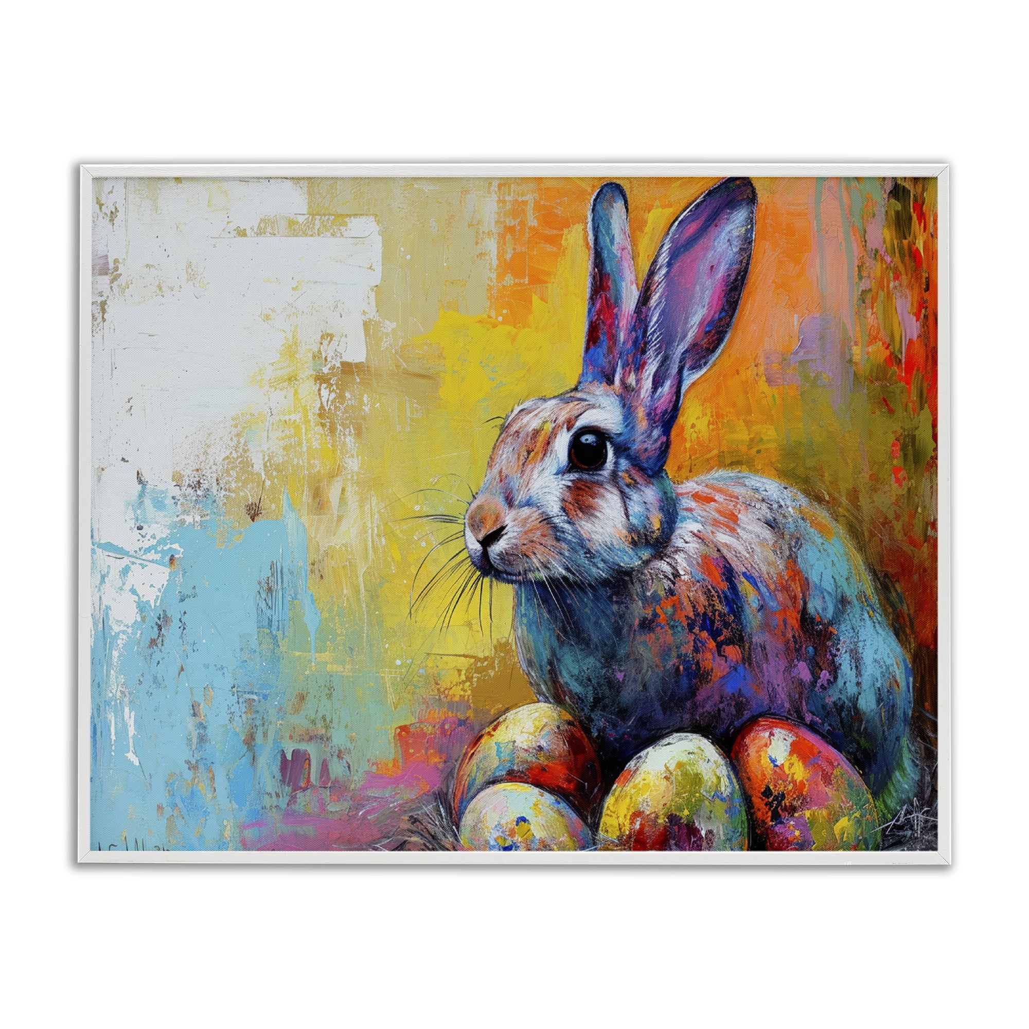 Stupell Industries Easter Joy Abstract Holiday Painting White Framed Art Print Wall Art, 14 x 11