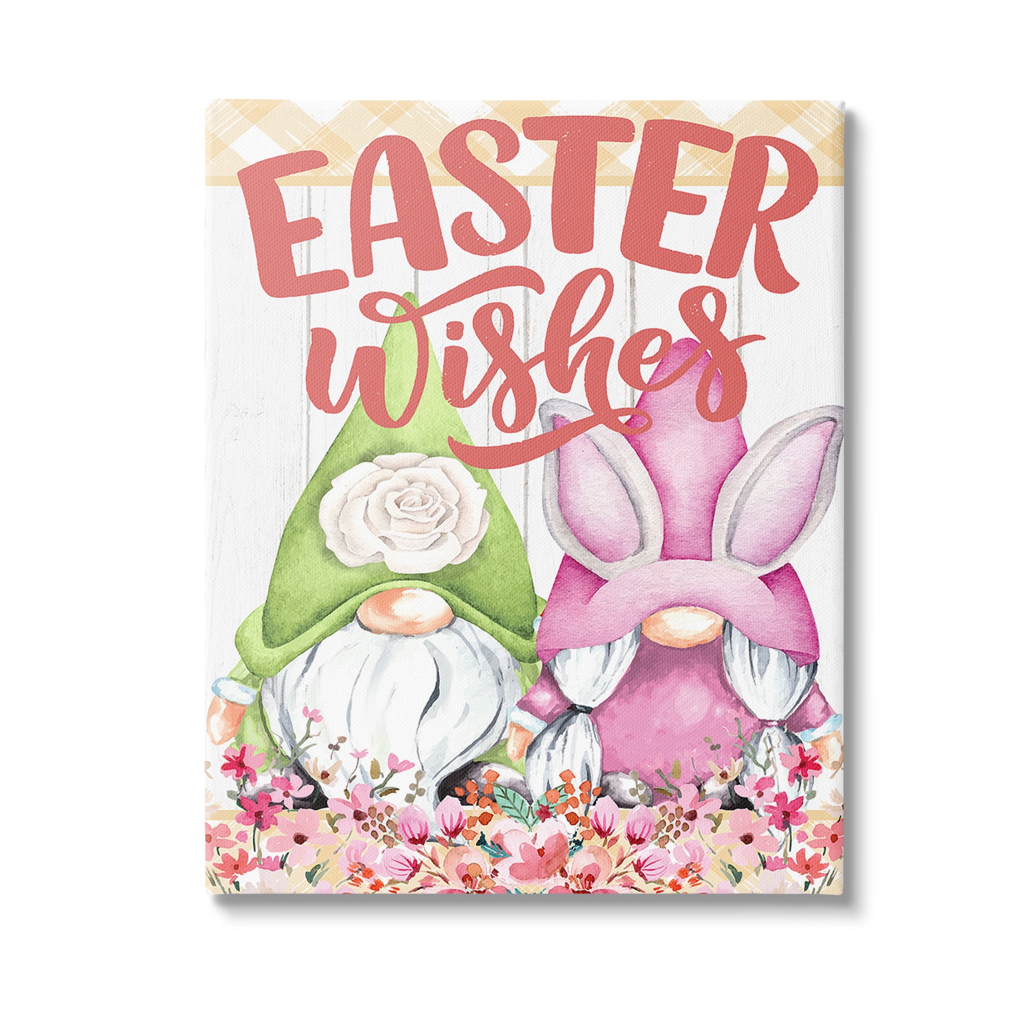 Stupell Industries Easter Wishes Gnomes Holiday Painting Gallery Wrapped Canvas Art Print Wall Art, 24 x 30
