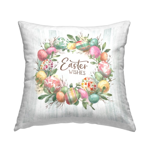 Stupell Industries Easter Wishes Wreath Decorative Printed Throw Pillow Design by Courtney Morgenstern