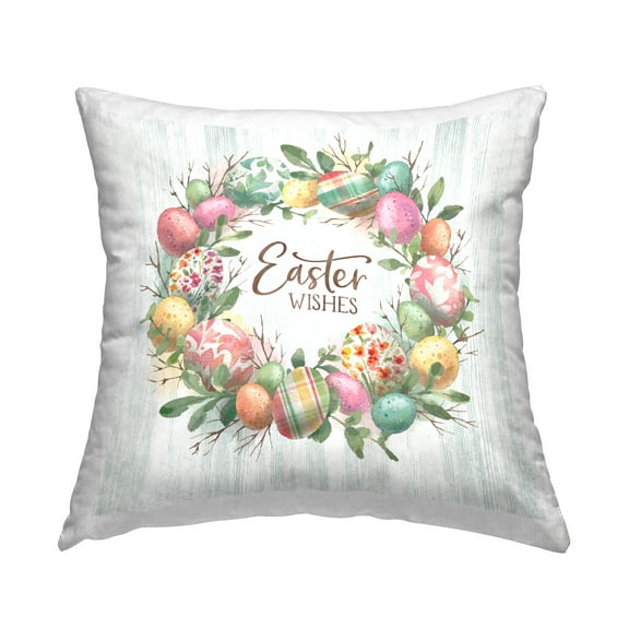Stupell Industries Easter Wishes Wreath Decorative Printed Throw Pillow Design by Courtney Morgenstern