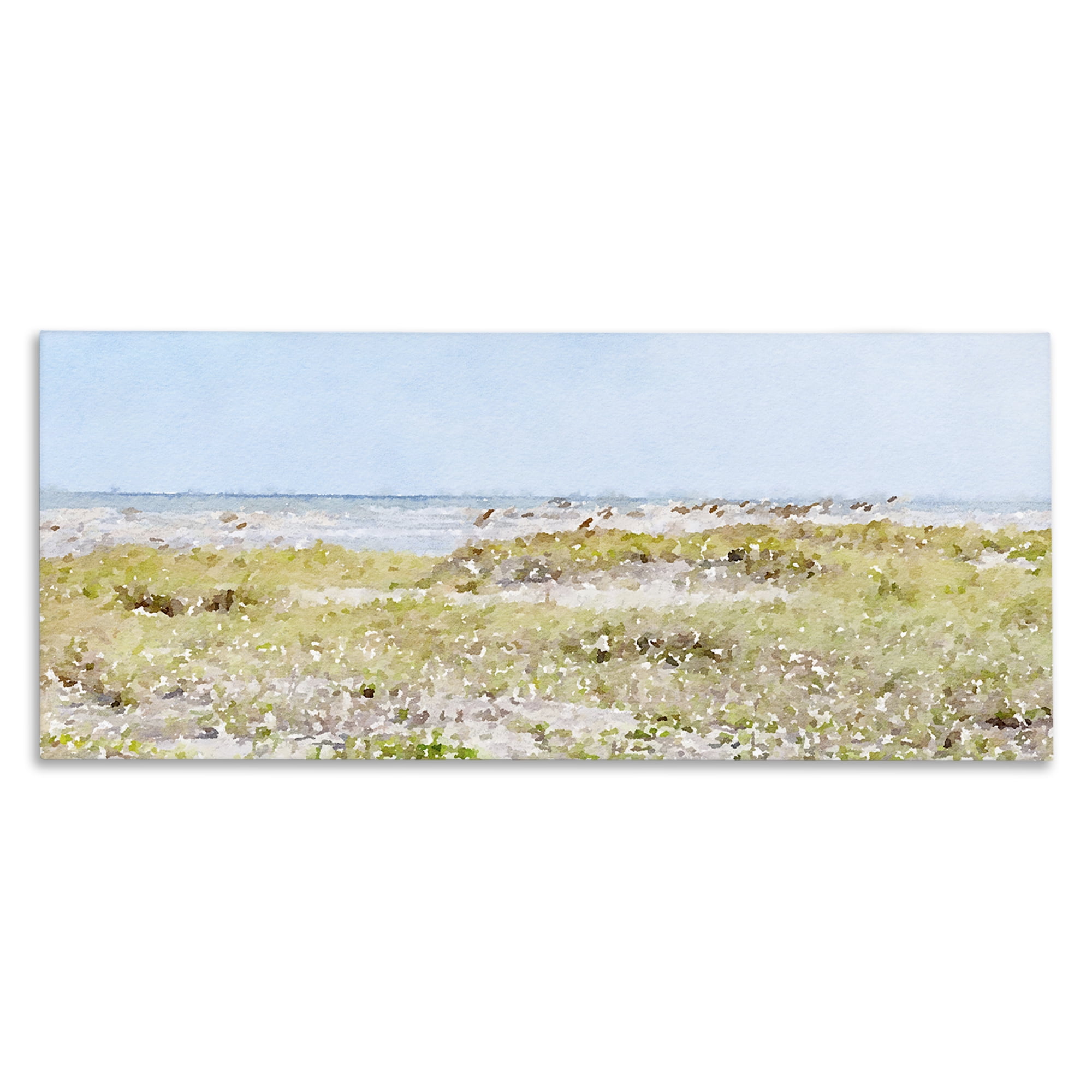 Stupell Industries Eastern Beach Grass Landscape Painting Gallery Wrapped Canvas Art Print Wall Art, 30 x 13