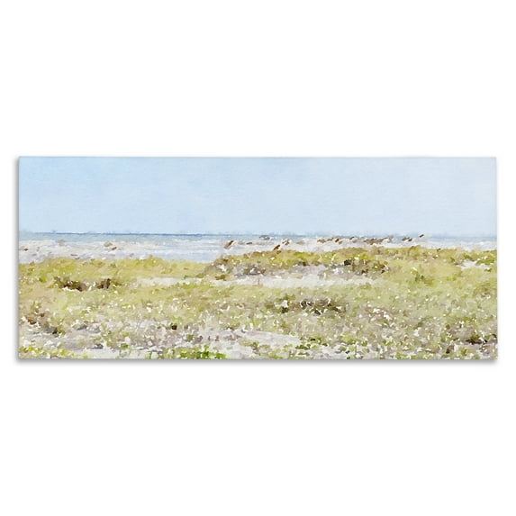 Stupell Industries Eastern Beach Grass Landscape Painting Gallery Wrapped Canvas Art Print Wall Art, 30 x 13