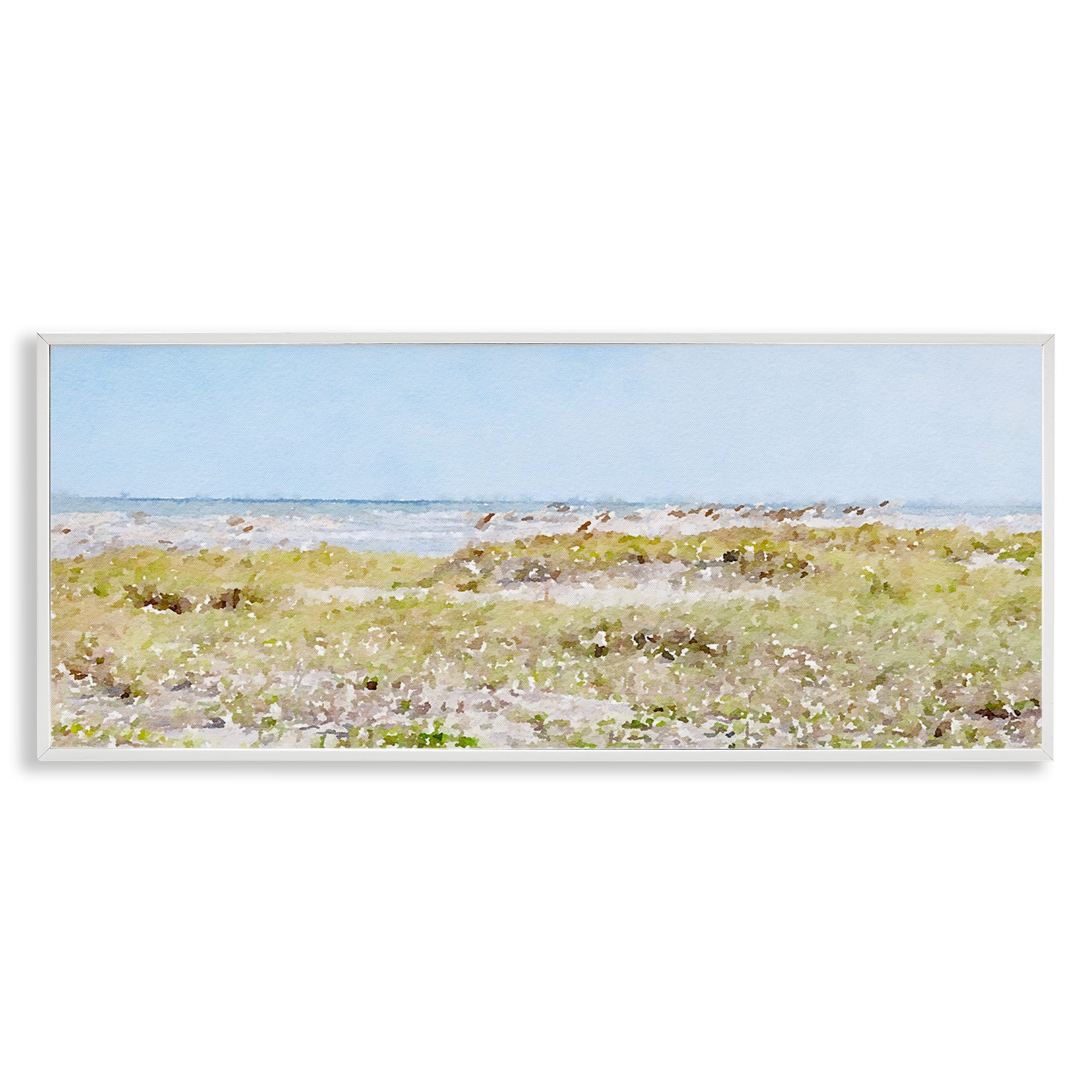 Stupell Industries Eastern Beach Grass Landscape Painting White Framed Art Print Wall Art, 30 x 13