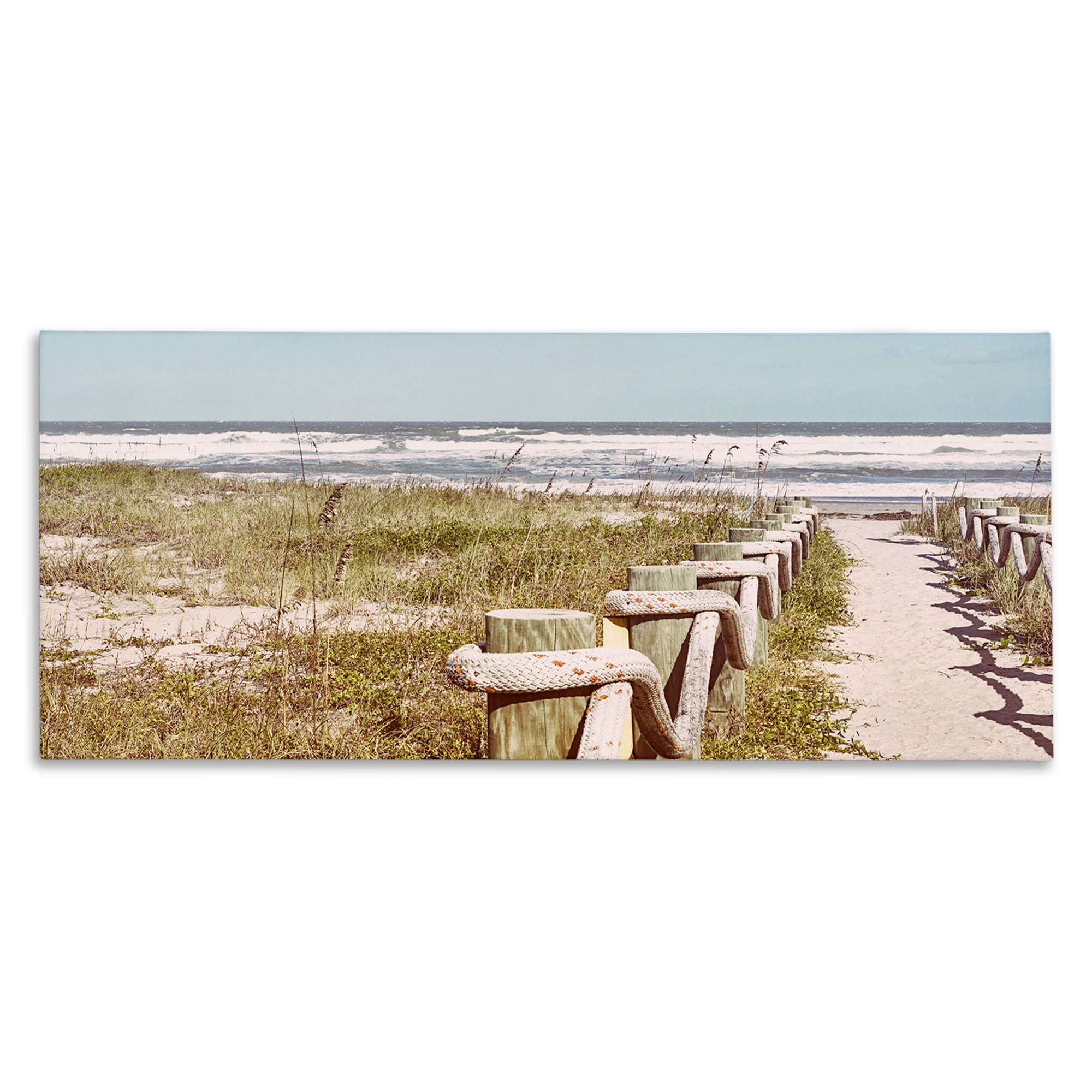 Stupell Industries Eastern Beach Walkway Landscape Photography Gallery Wrapped Canvas Art Print Wall Art, 30 x 13
