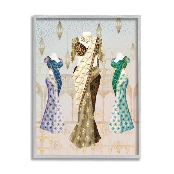 Stupell Industries Eastern Glam Fashion on Geometric Arabesque Background,11 x 14,Designed by Ziwei Li