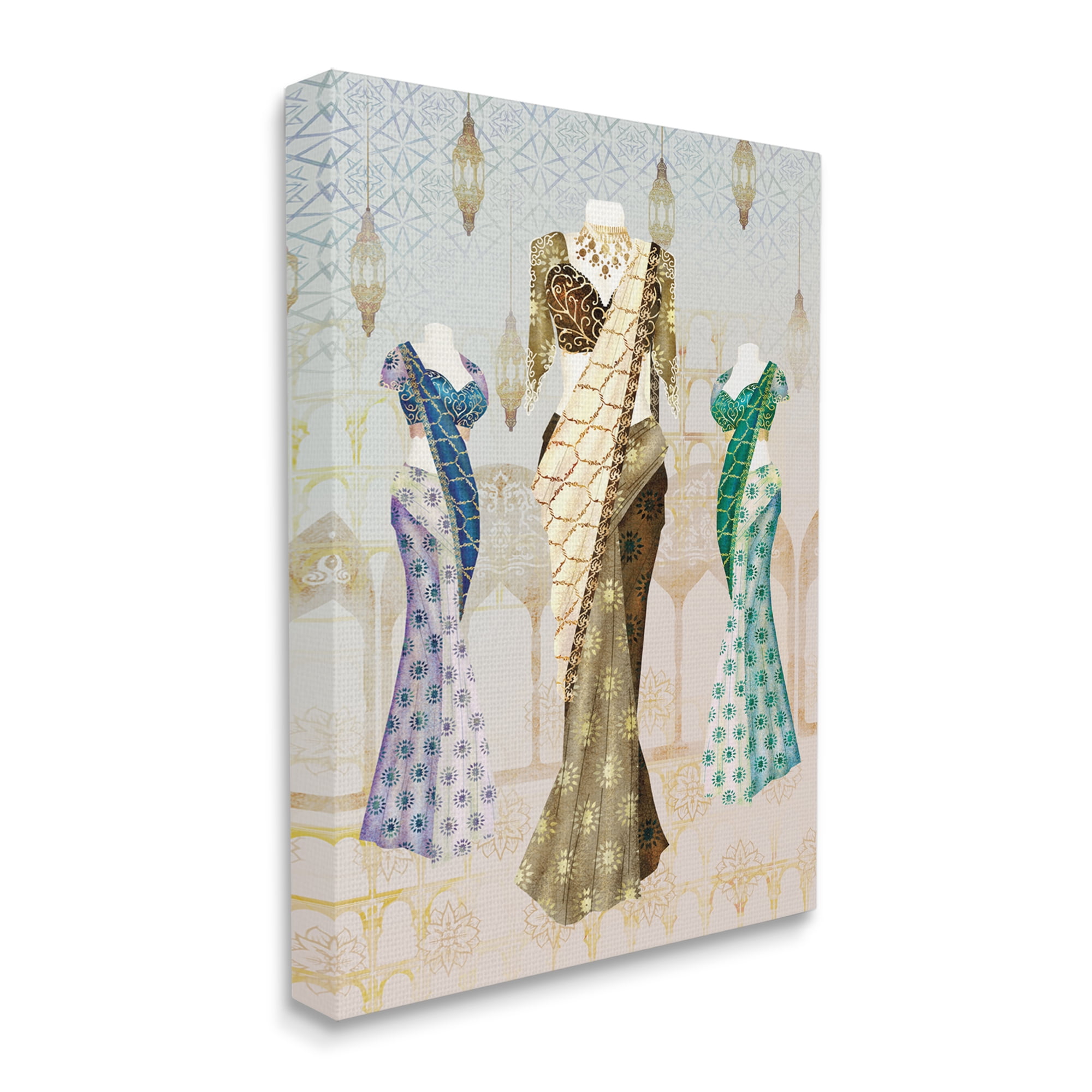 Stupell Industries Eastern Glam Fashion on Geometric Arabesque Background,36 x 48,Designed by Ziwei Li