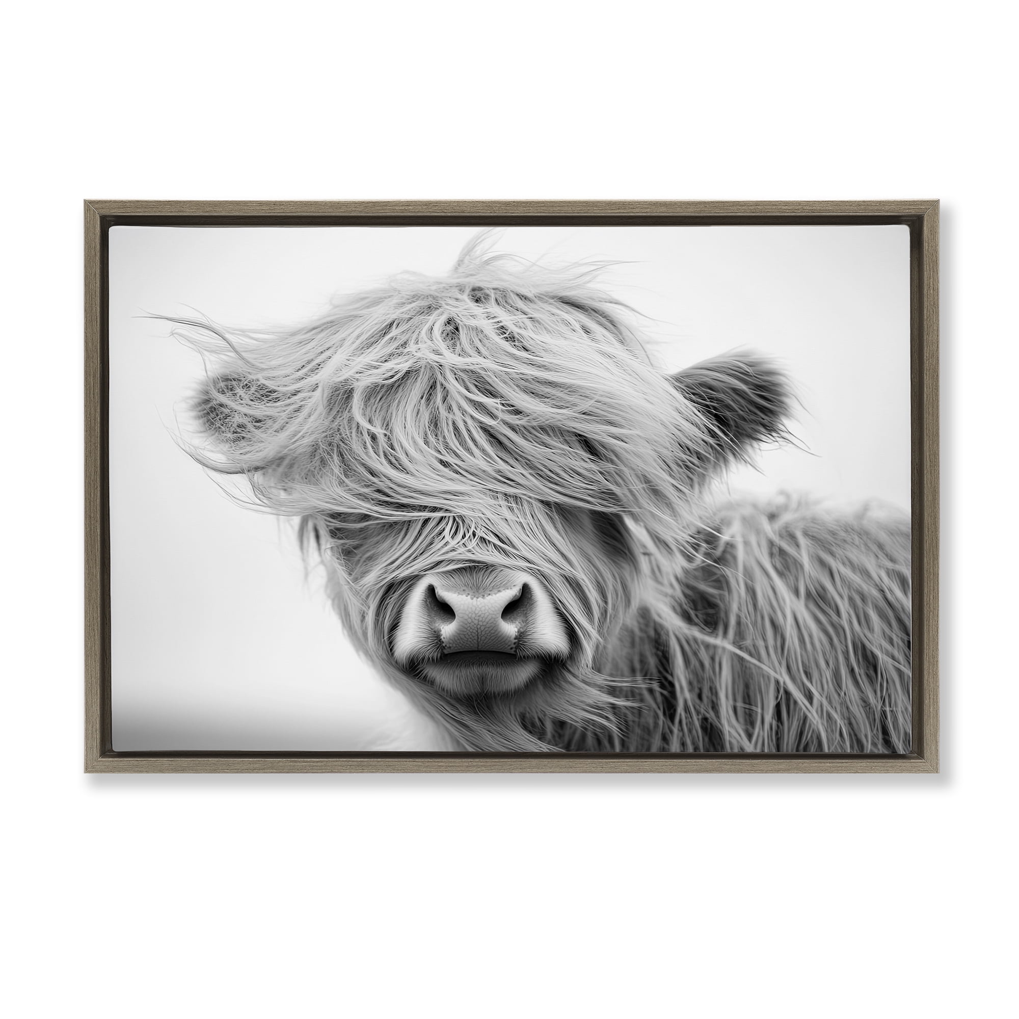 Stupell Industries Easy Breezy Cattle Brown Framed Floater Canvas Wall Art, design by Tina LeCour