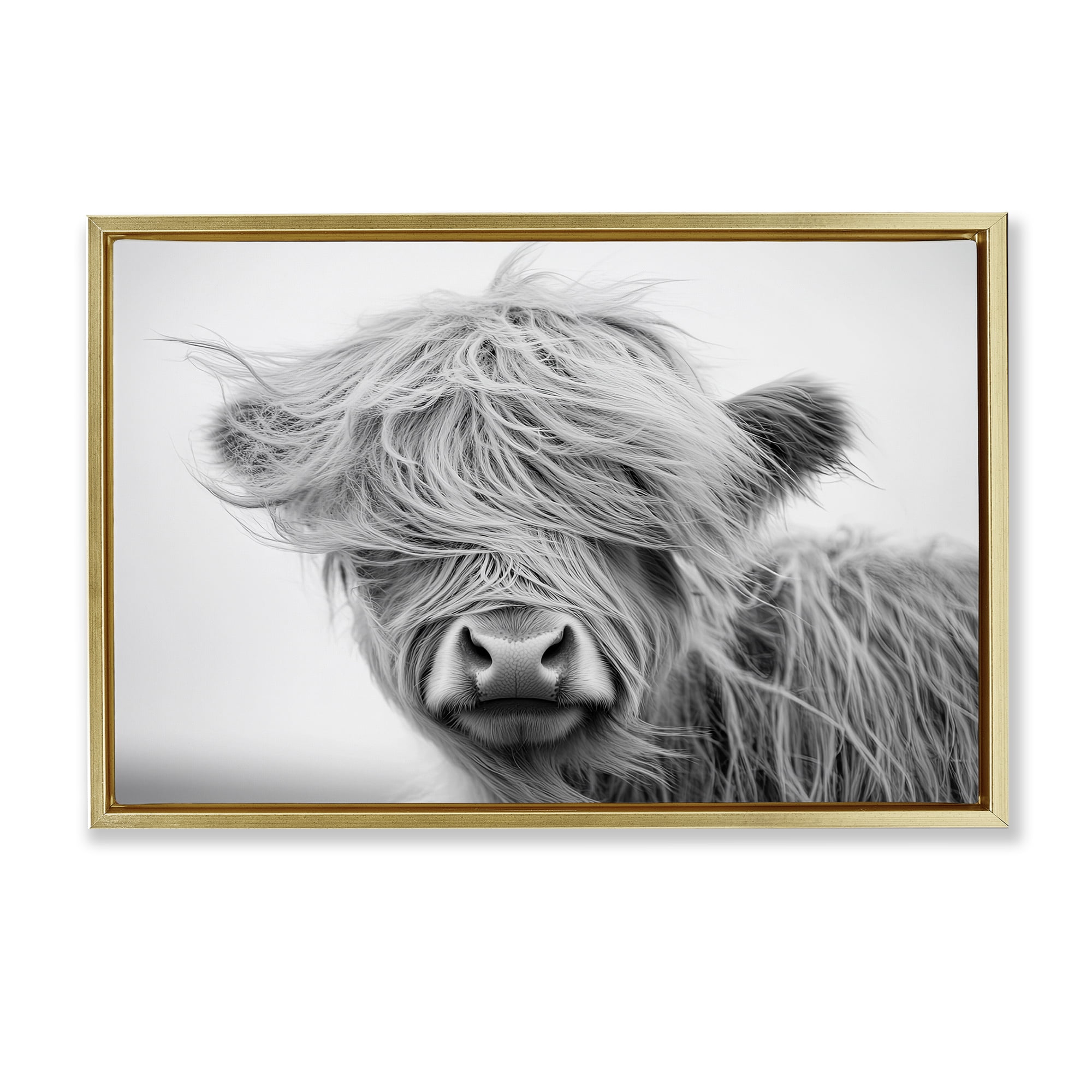 Stupell Industries Easy Breezy Cattle Gold Framed Floater Canvas Wall Art, design by Tina LeCour
