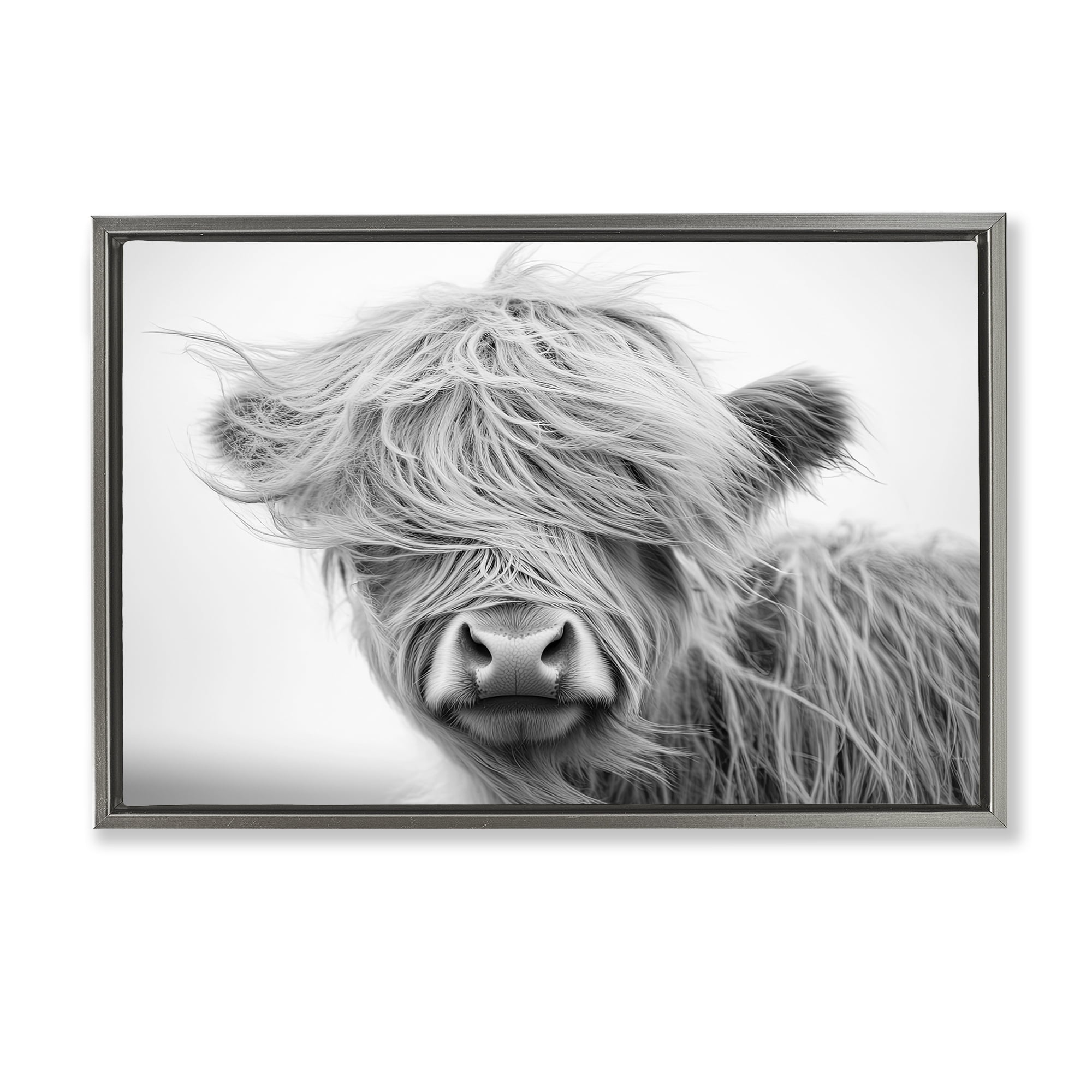 Stupell Industries Easy Breezy Cattle Gray Framed Floater Canvas Wall Art, design by Tina LeCour