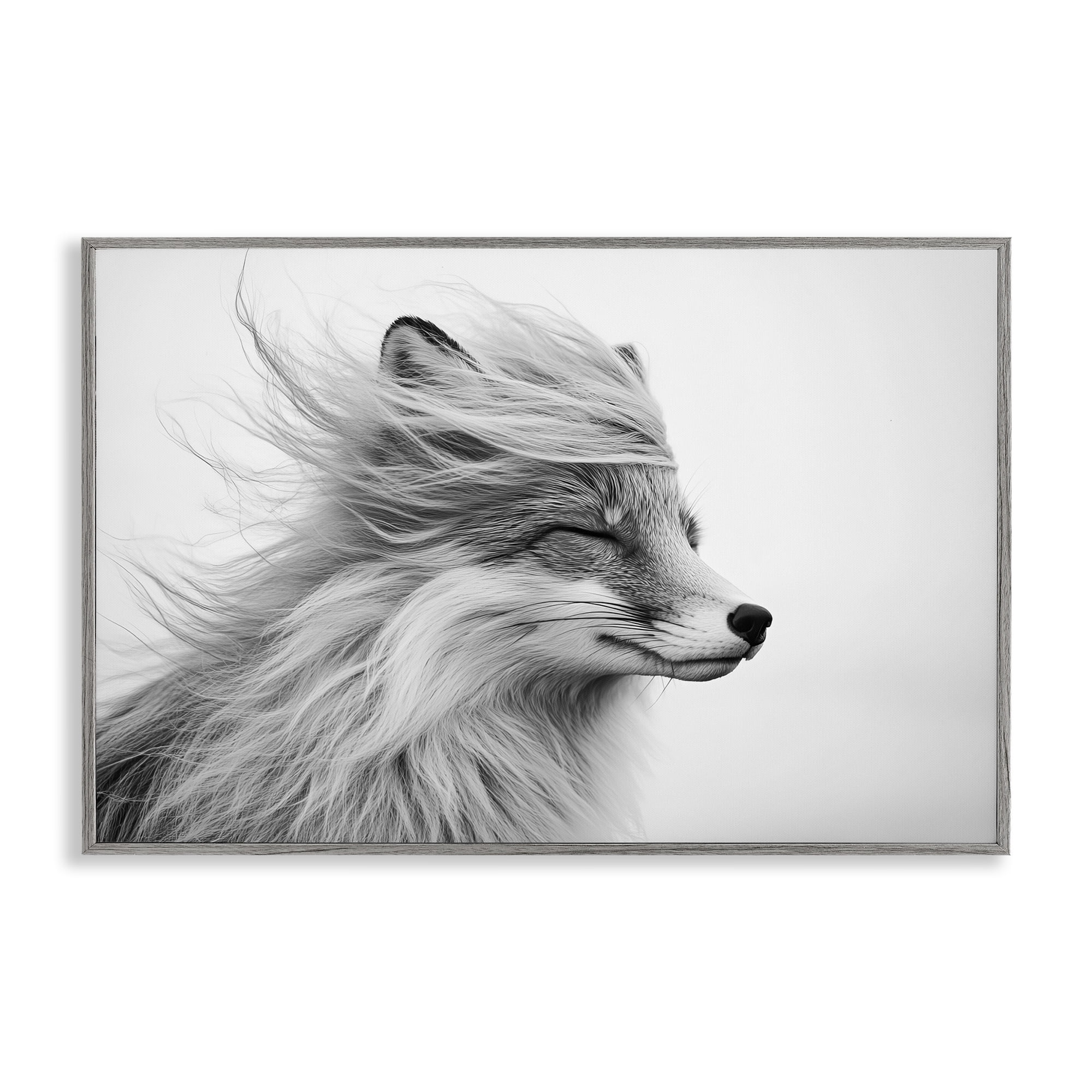 Stupell Industries Easy Breezy Fox Gray Framed Giclee Art, design by Tina LeCour