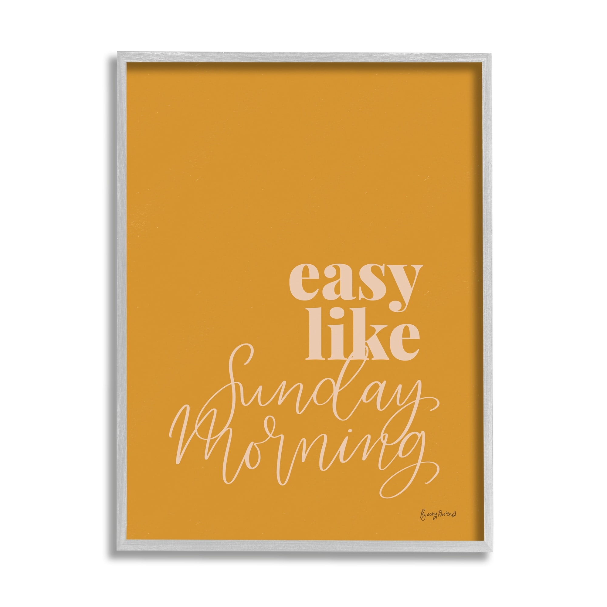 Stupell Industries Easy Like Sunday Morning Phrase Minimal Orange Pink, 16 x 20,Design by Becky Thorns