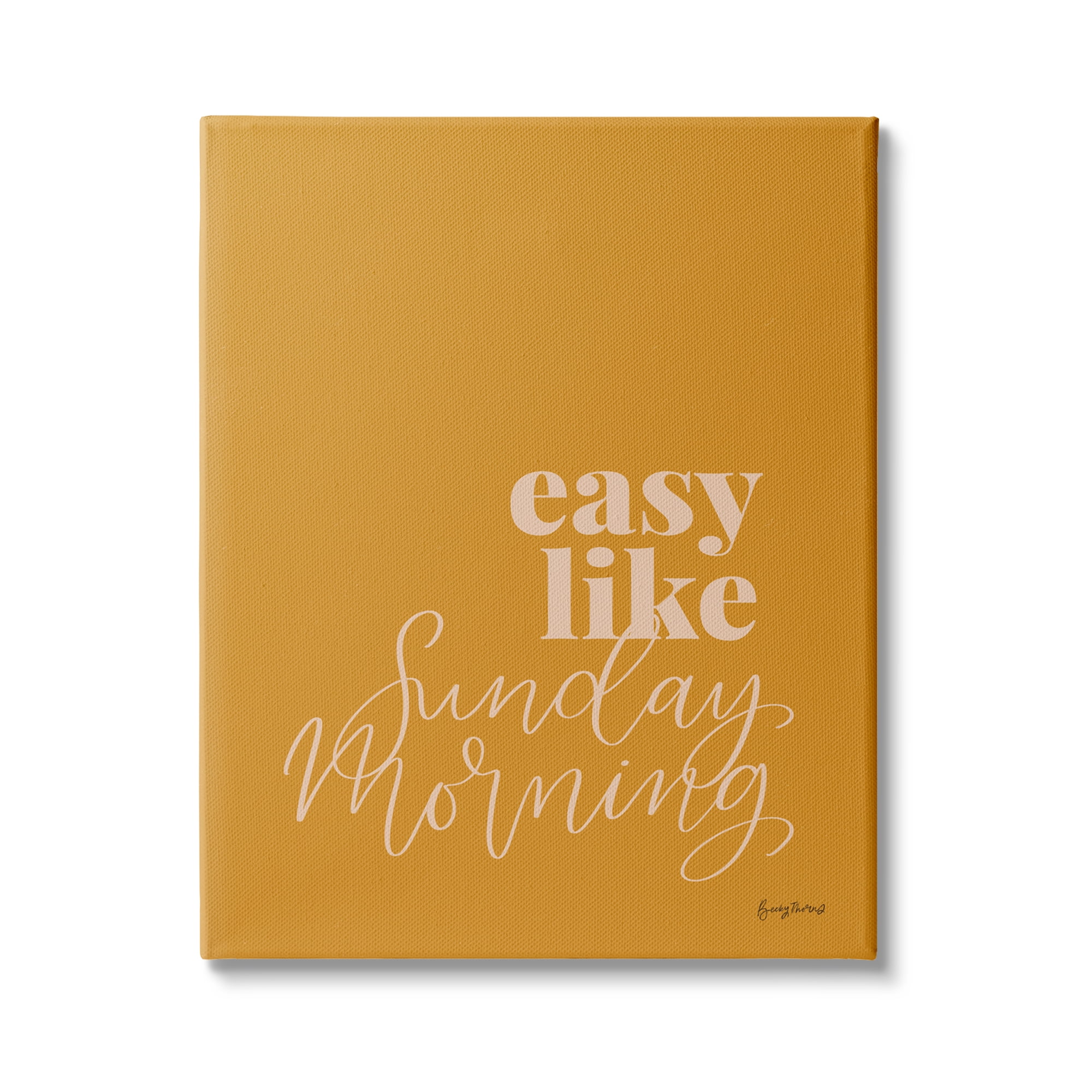 Stupell Industries Easy Like Sunday Morning Phrase Minimal Orange Pink, 36 x 48,Design by Becky Thorns