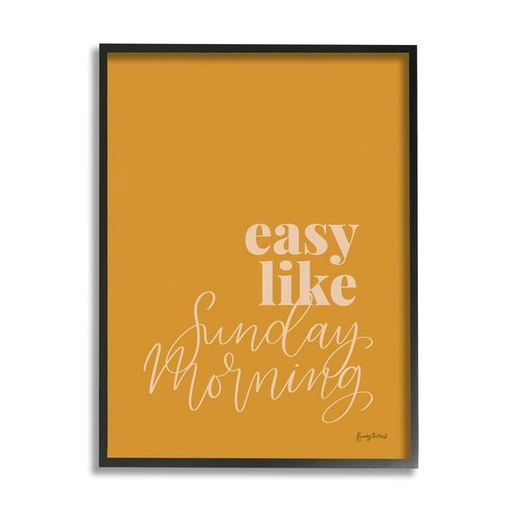 Stupell Industries Easy Like Sunday Morning Phrase Minimal Orange Pink Graphic Art Black Framed Art Print Wall Art, 11x14, by Becky Thorns