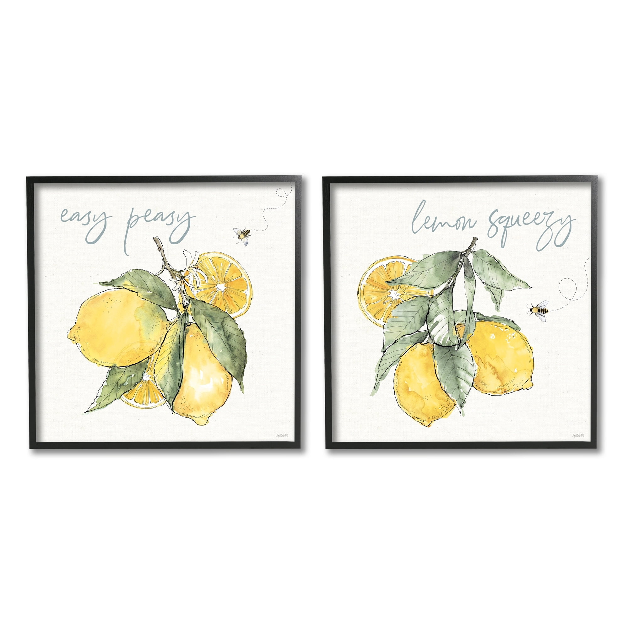Stupell Industries Easy Peasy Lemon Squeezy Phrase Yellow Honey Bees, 24 x 24, Design by Anne Tavoletti