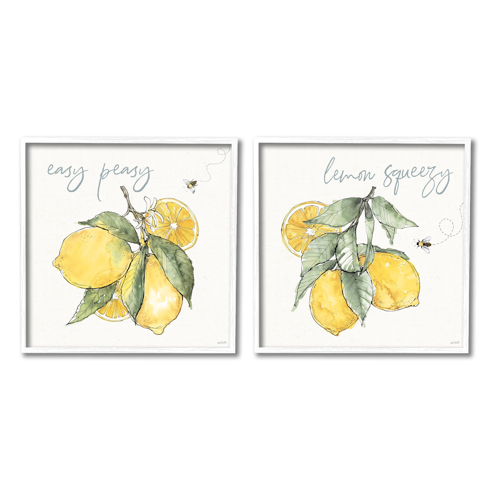 Stupell Industries Easy Peasy Lemon Squeezy Phrase Yellow Honey Bees, 24 x 24, Design by Anne Tavoletti