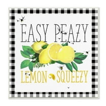Stupell Industries Easy Peazy Lemon Squeezy Kitchen Humor Plaid Word Design Wall Plaque by The Saturday Evening Post, 12" x 12", Wall Plaque