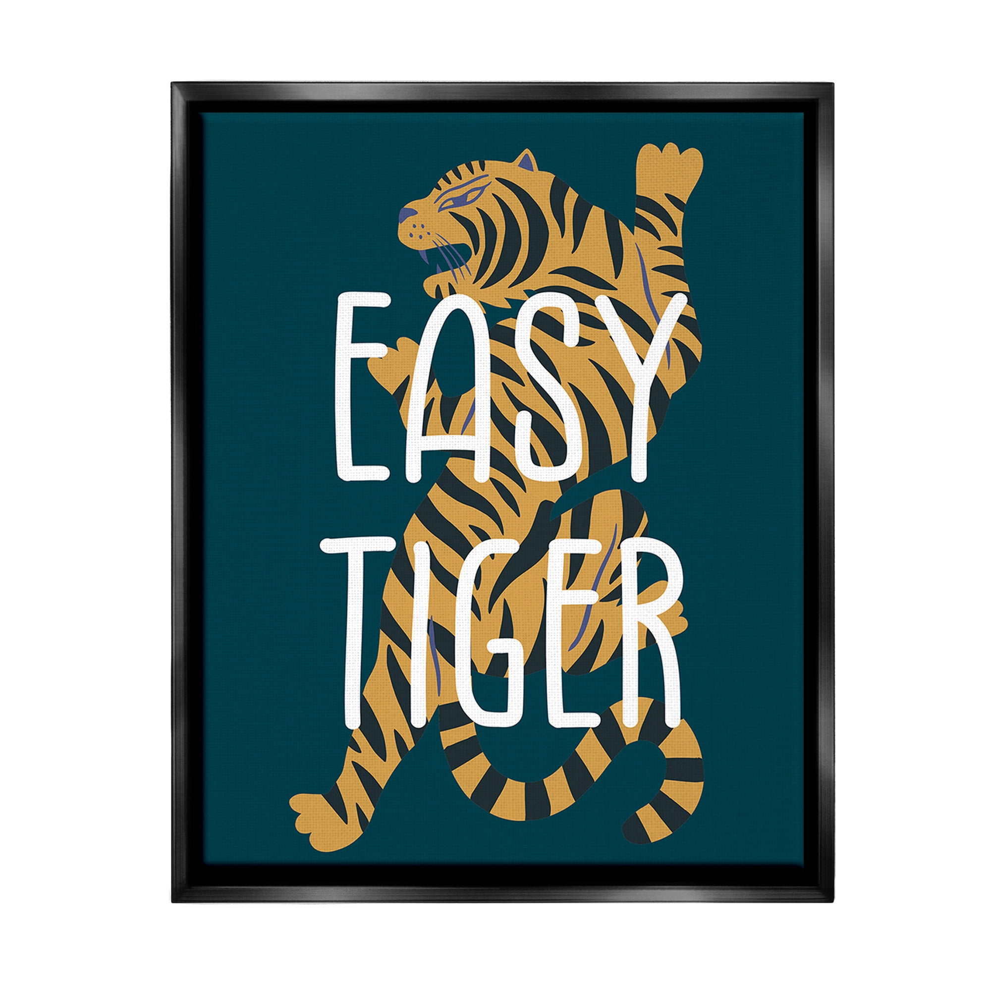 Stupell Industries Easy Tiger Phrase Animals & Insects Painting Black Floater Framed Canvas Art Print Wall Art, 25 x 31