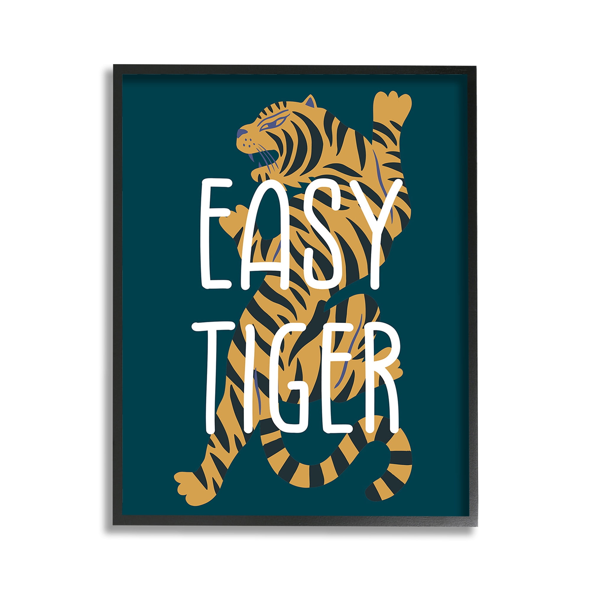 Stupell Industries Easy Tiger Phrase Animals & Insects Painting Black Framed Art Print Wall Art, 11 x 14