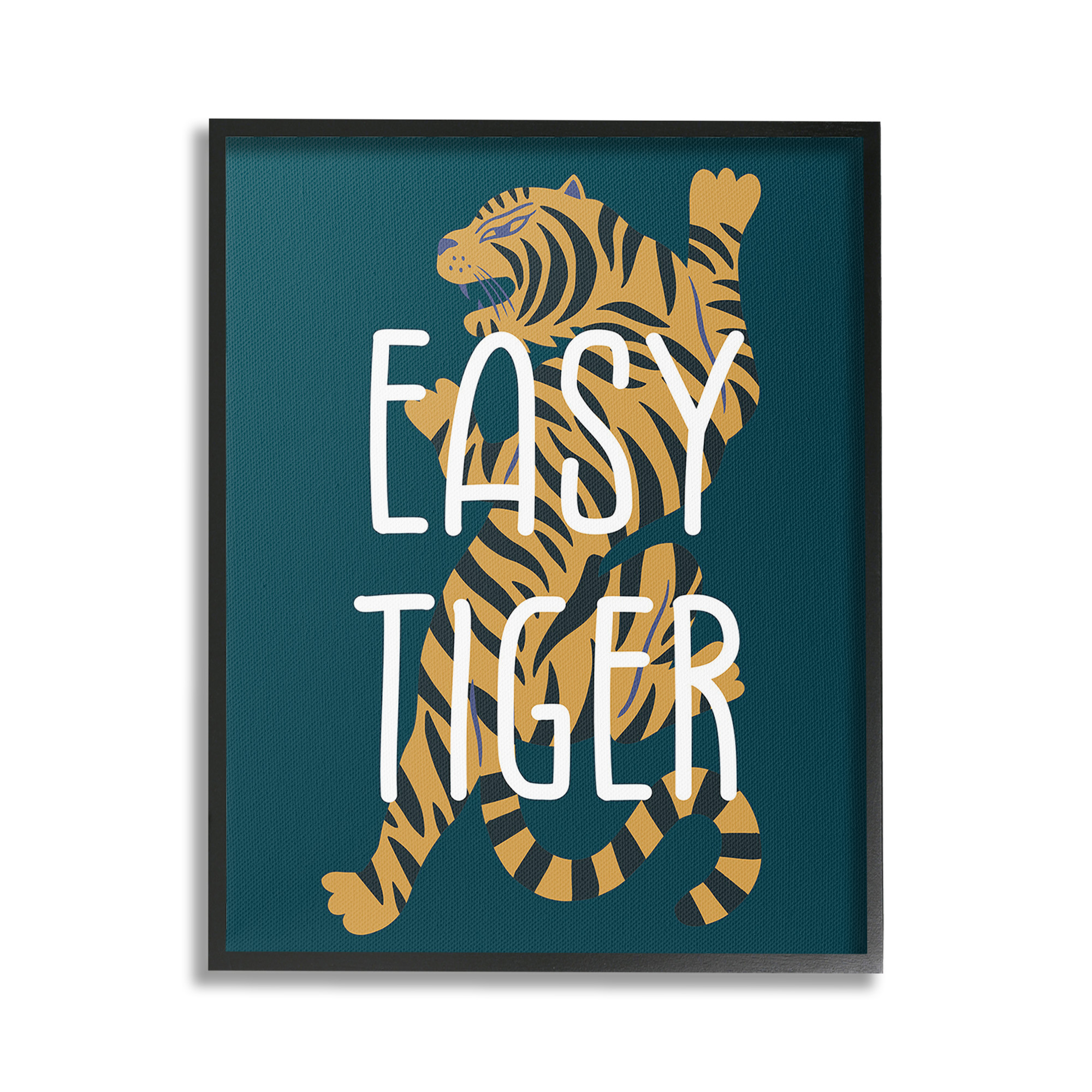 Stupell Industries Easy Tiger Phrase Animals & Insects Painting Black Framed Art Print Wall Art, 16 x 20