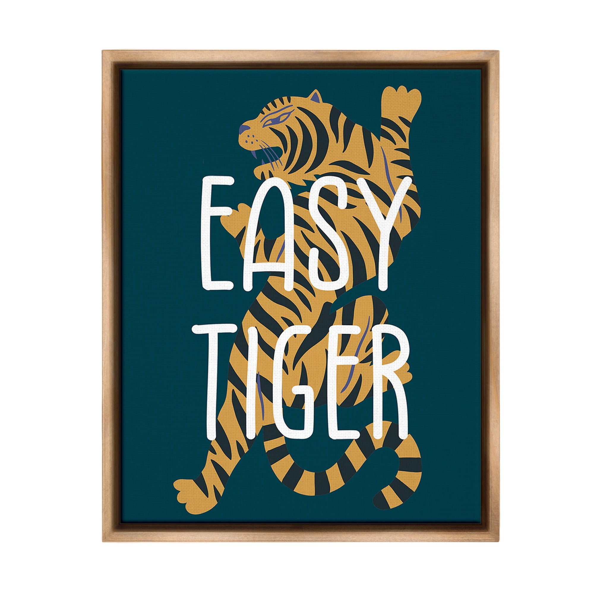 Stupell Industries Easy Tiger Phrase Animals & Insects Painting Brown Floater Framed Canvas Art Print Wall Art, 25 x 31