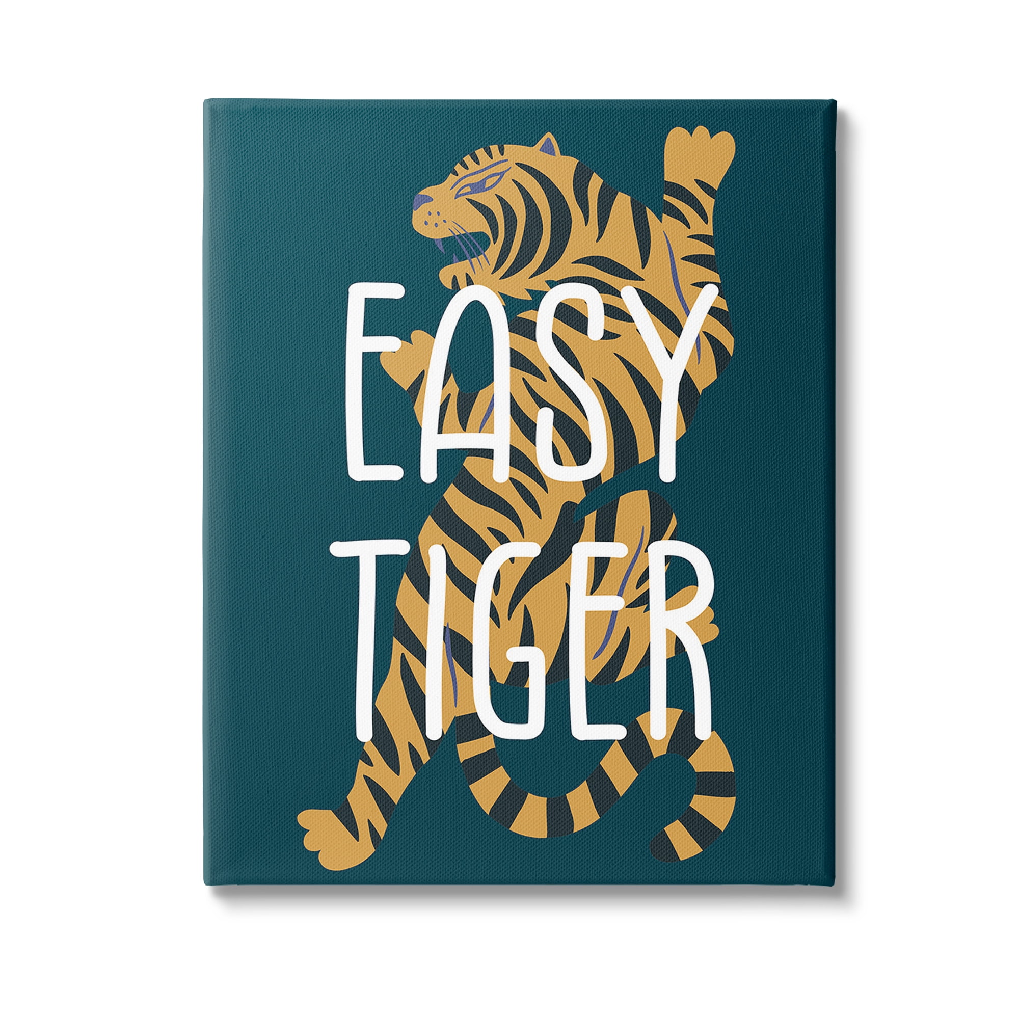 Stupell Industries Easy Tiger Phrase Animals & Insects Painting Gallery Wrapped Canvas Art Print Wall Art, 36 x 48