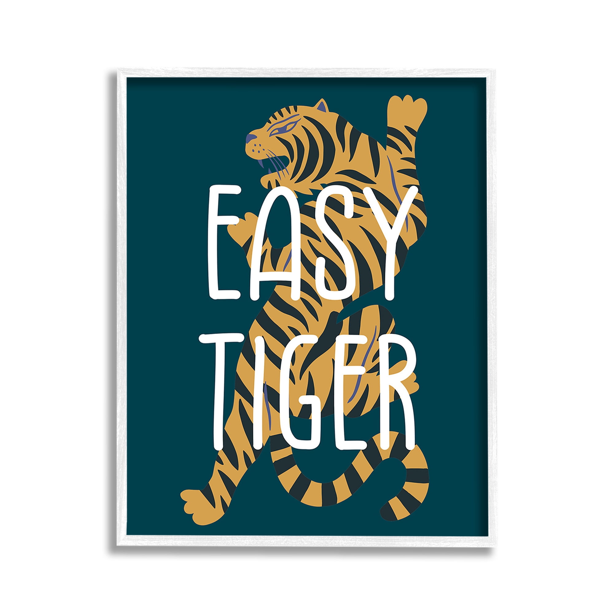 Stupell Industries Easy Tiger Phrase Animals & Insects Painting White Framed Art Print Wall Art, 11 x 14