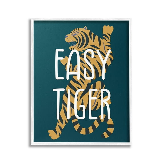 Stupell Industries Easy Tiger Phrase Animals & Insects Painting White Framed Art Print Wall Art, 24 x 30