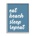 thumbnail image 1 of Stupell Industries Eat Beach Sleep Repeat Blue Script Phrase Graphic Art Gray Framed Art Print Wall Art, Design by Lettered and Lined, 1 of 8