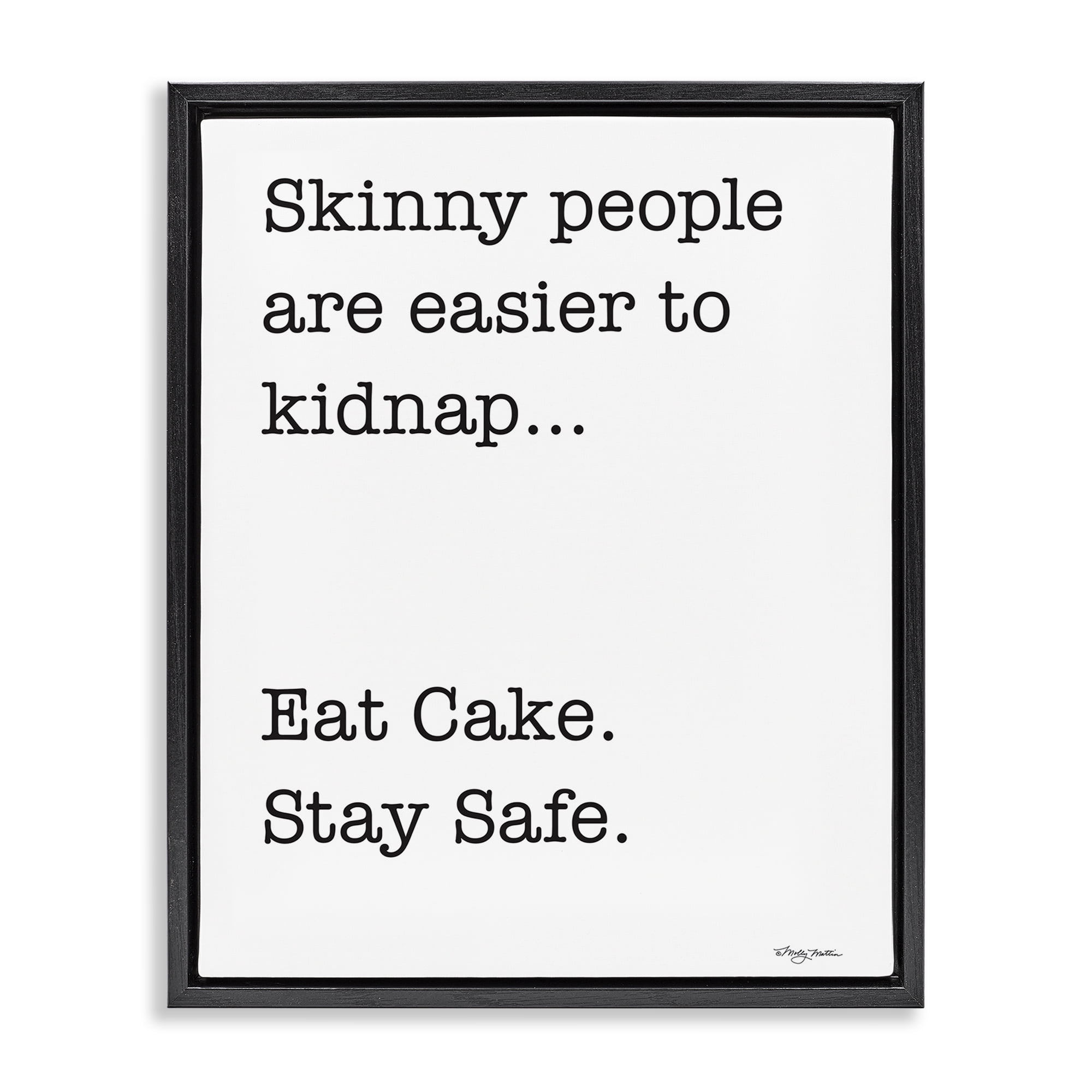 Stupell Industries Eat Cake Stay Safe Novelty Painting Black Floater Framed Art Print Wall Art, 25 x 31