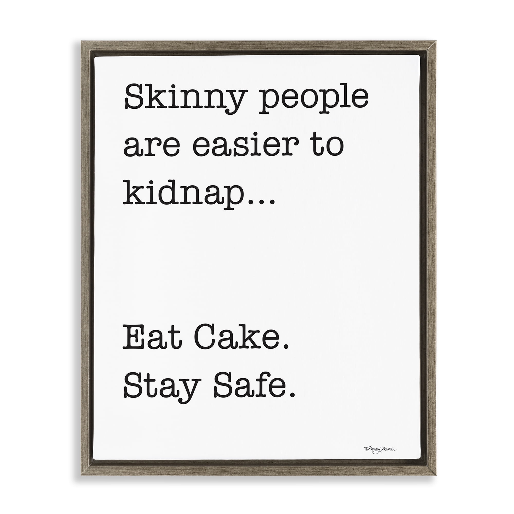 Stupell Industries Eat Cake Stay Safe Novelty Painting Brown Floater Framed Art Print Wall Art, 25 x 31